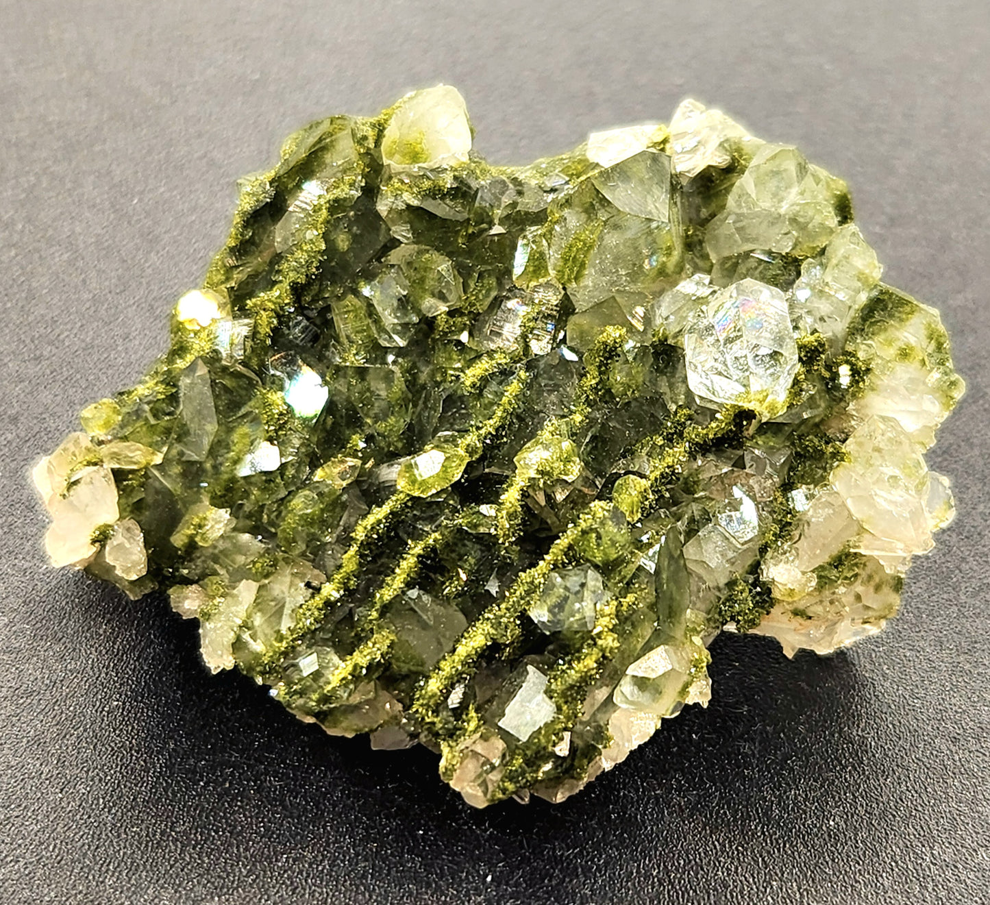 High Grade Forest Epidote with Quartz (Fairy Forest Epidote) Rainbows and Light Pink! Hakkari, Turkey ItemSP466