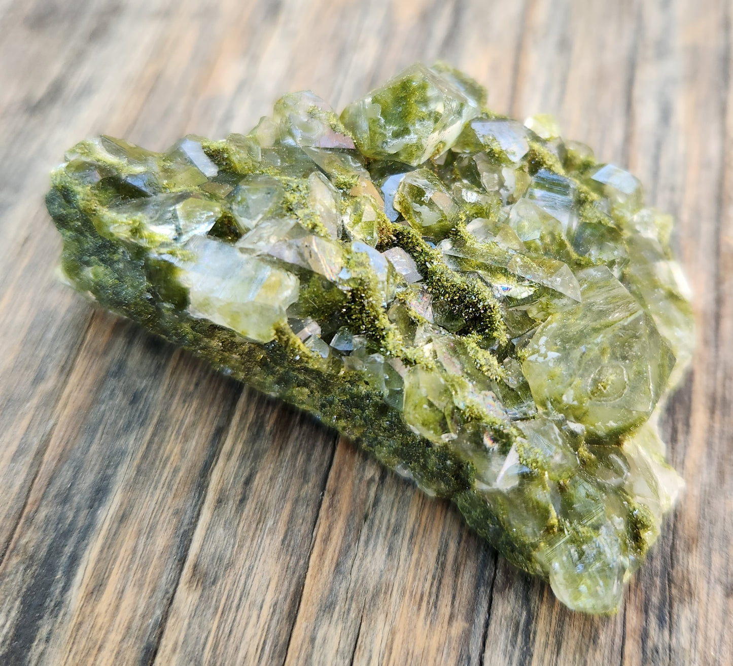 High Grade Forest Epidote with Quartz (Fairy Forest Epidote) Rainbows All Over! Hakkari, Turkey ItemSP457