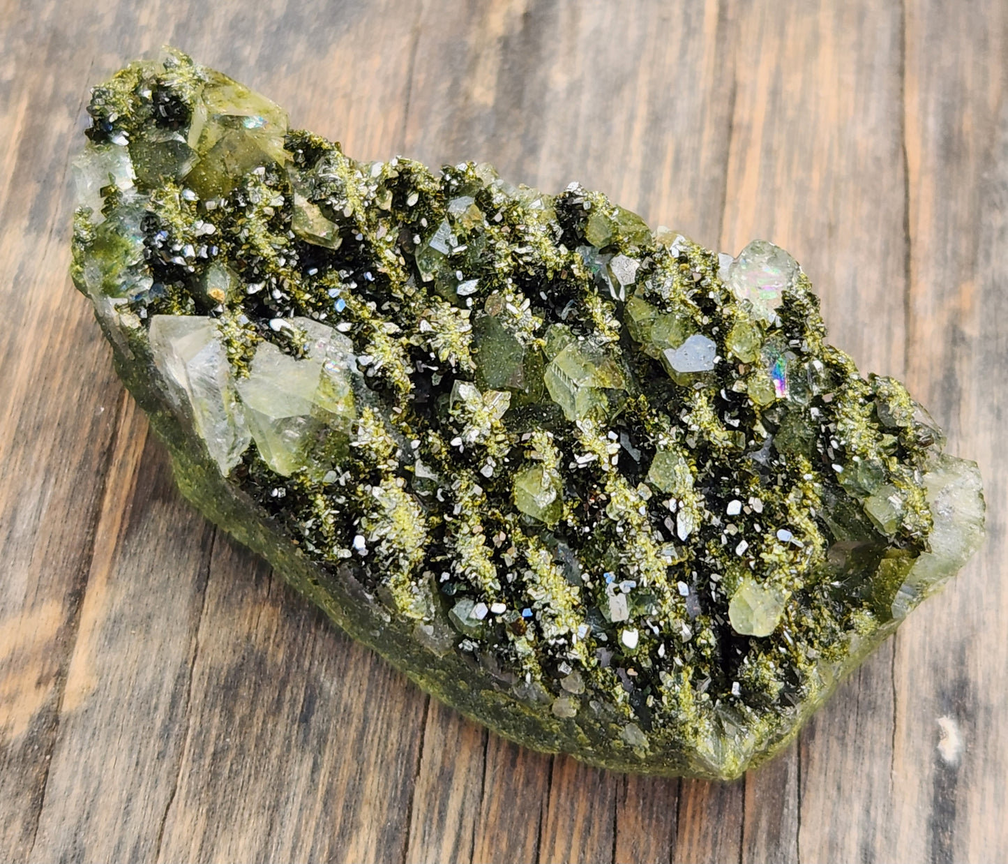 High Grade Forest Epidote with Quartz (Fairy Forest Epidote) Rainbows! Hakkari, Turkey ItemSP464