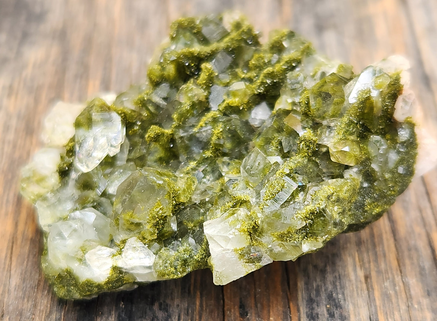 High Grade Forest Epidote with Quartz (Fairy Forest Epidote) Rainbows and Light Pink! Hakkari, Turkey ItemSP466