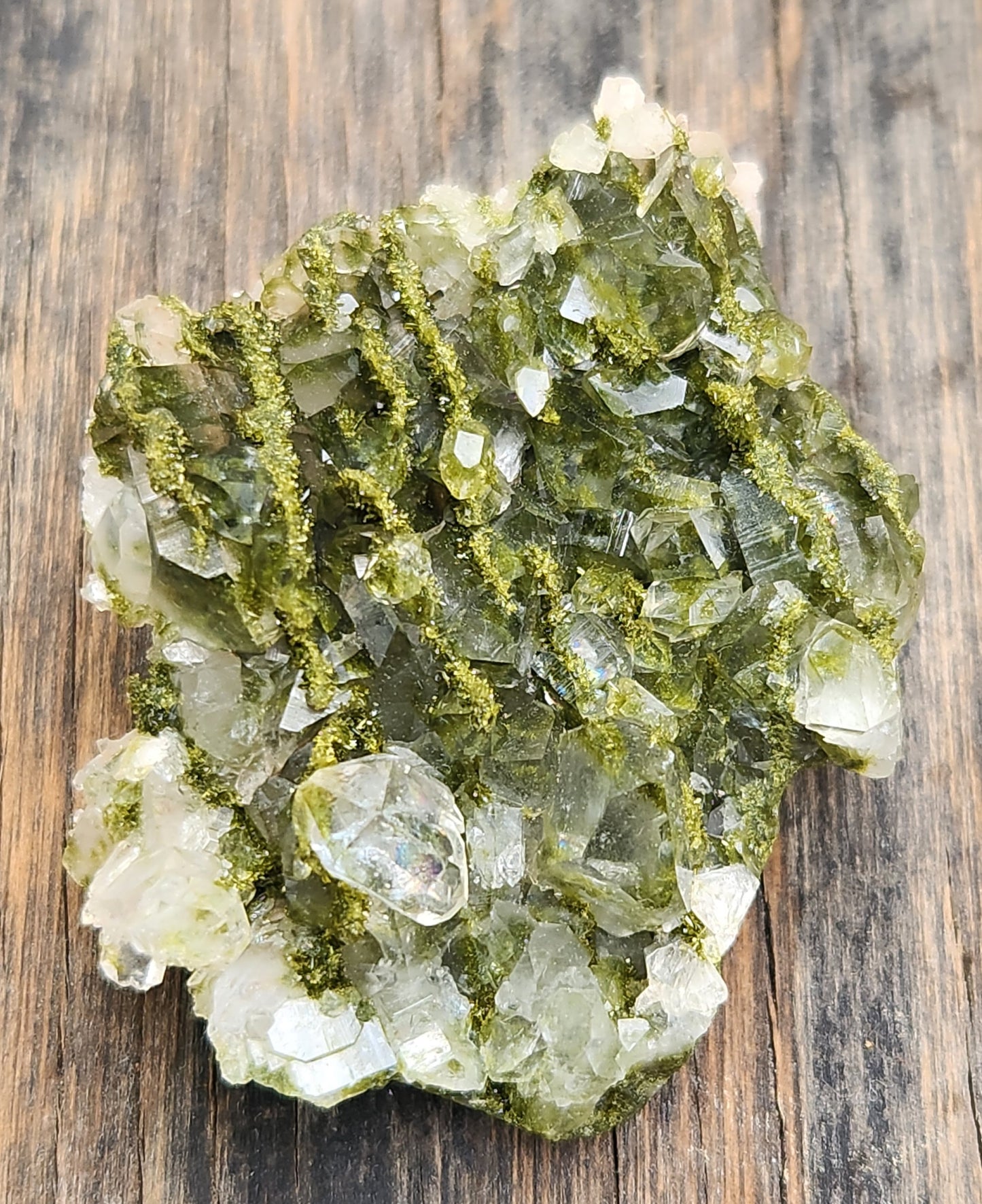 High Grade Forest Epidote with Quartz (Fairy Forest Epidote) Rainbows and Light Pink! Hakkari, Turkey ItemSP466