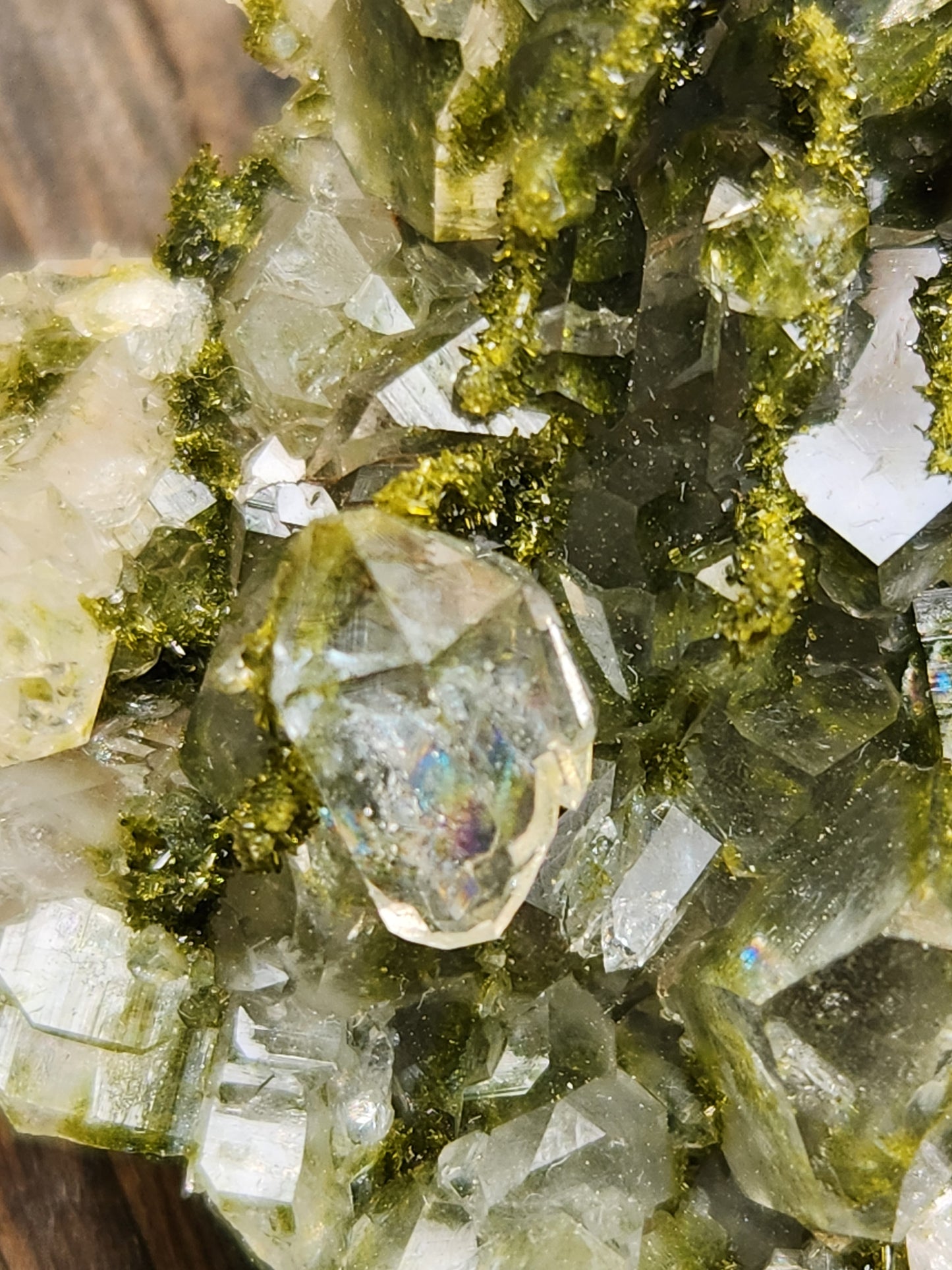 High Grade Forest Epidote with Quartz (Fairy Forest Epidote) Rainbows and Light Pink! Hakkari, Turkey ItemSP466
