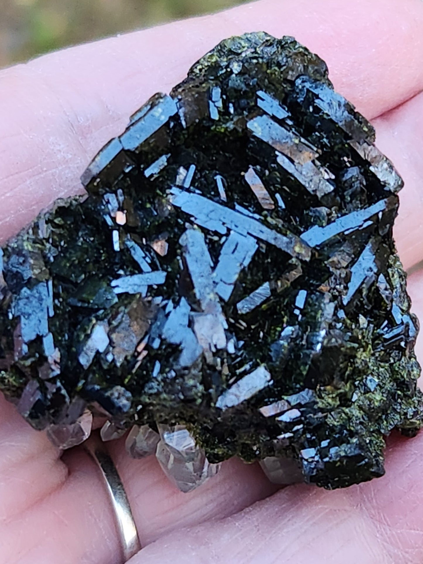 High Grade Forest Epidote with Quartz (Fairy Forest Epidote) Super Dark and Shiny! Hakkari, Turkey ItemSP473