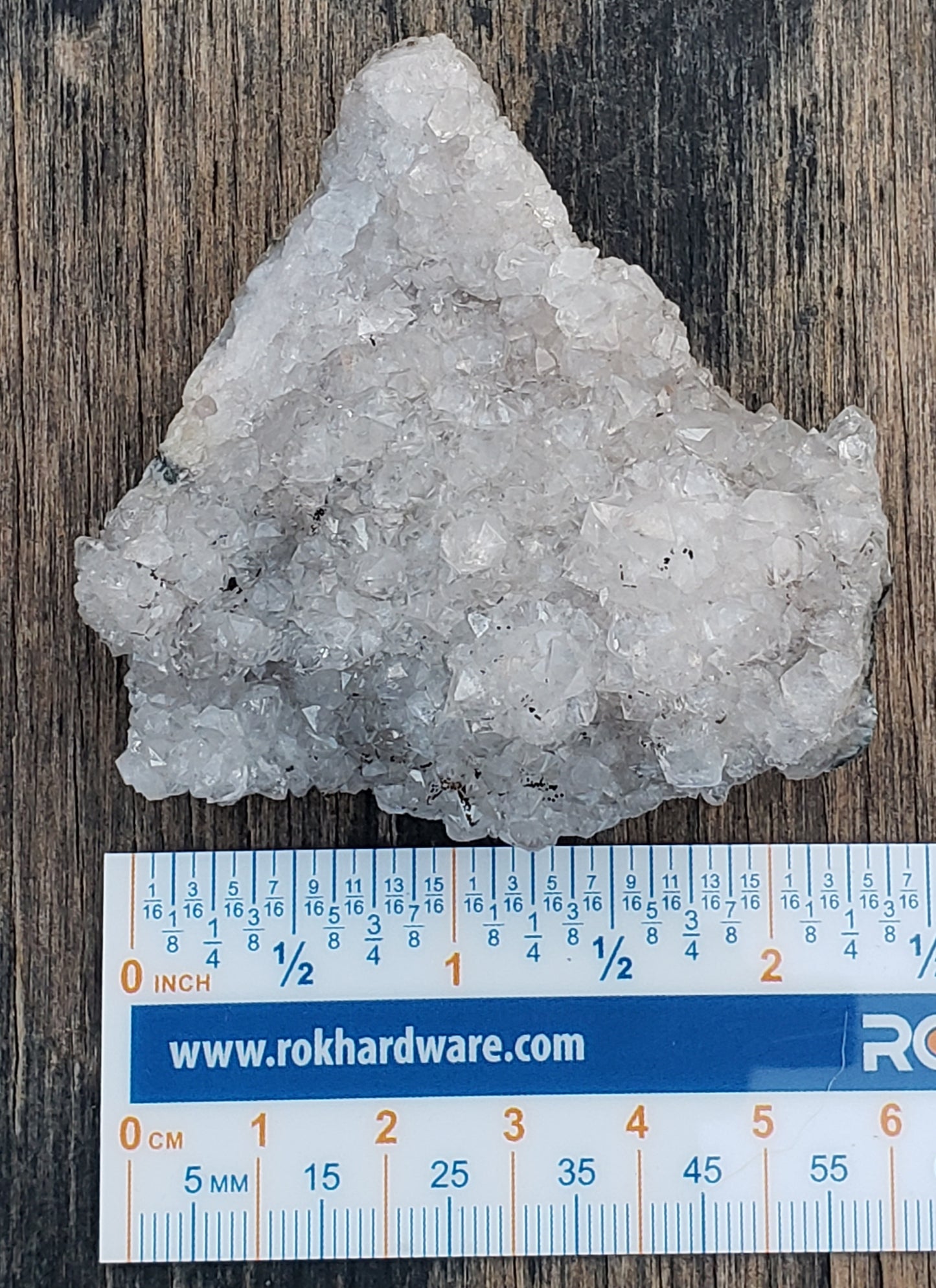 Natural amethyst pine cluster showing raw crystal texture and sparkle with ruler AM12-2