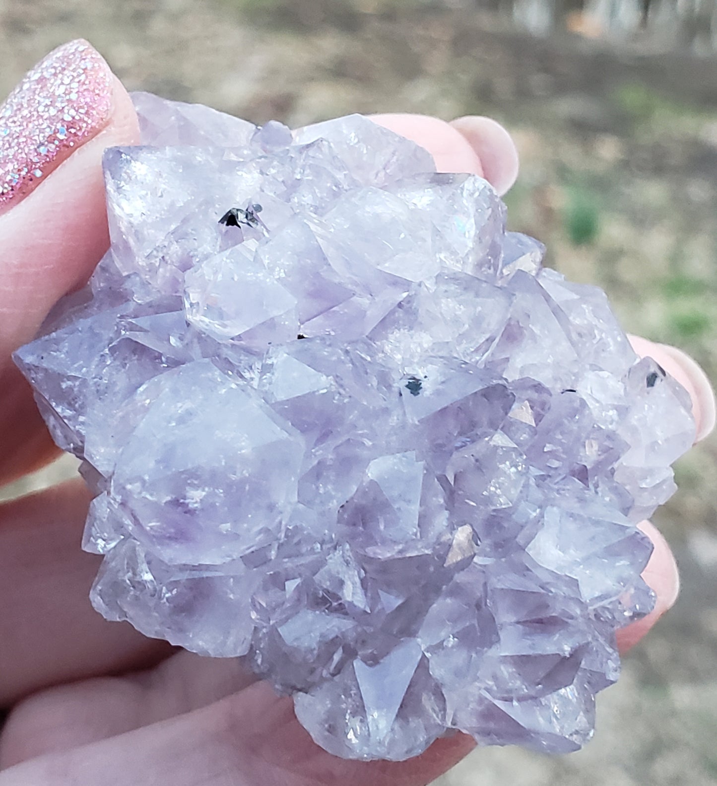 Amethyst pine cluster with tightly packed crystal points and lilac color AM13-1