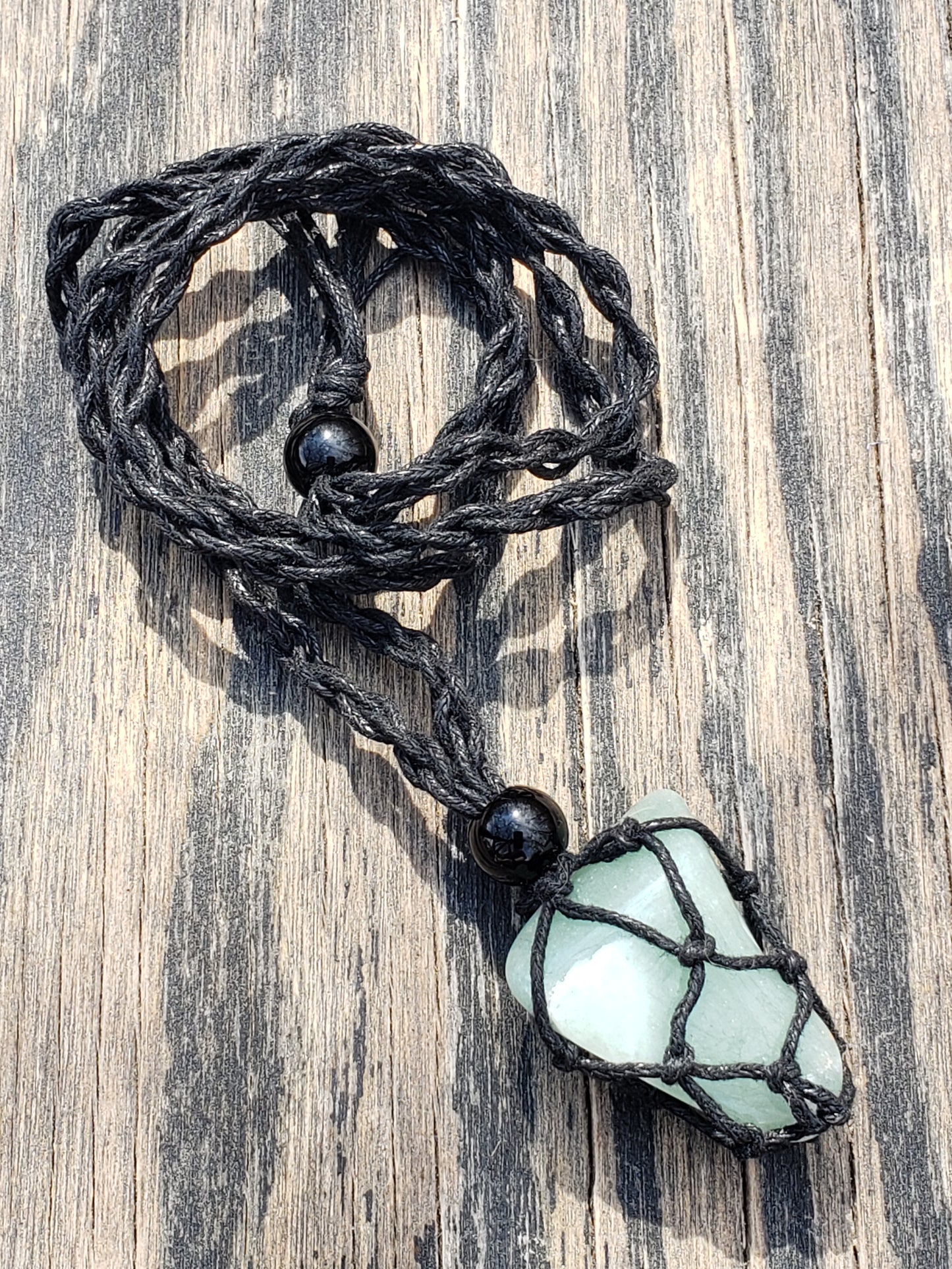 Handmade aventurine macrame necklace