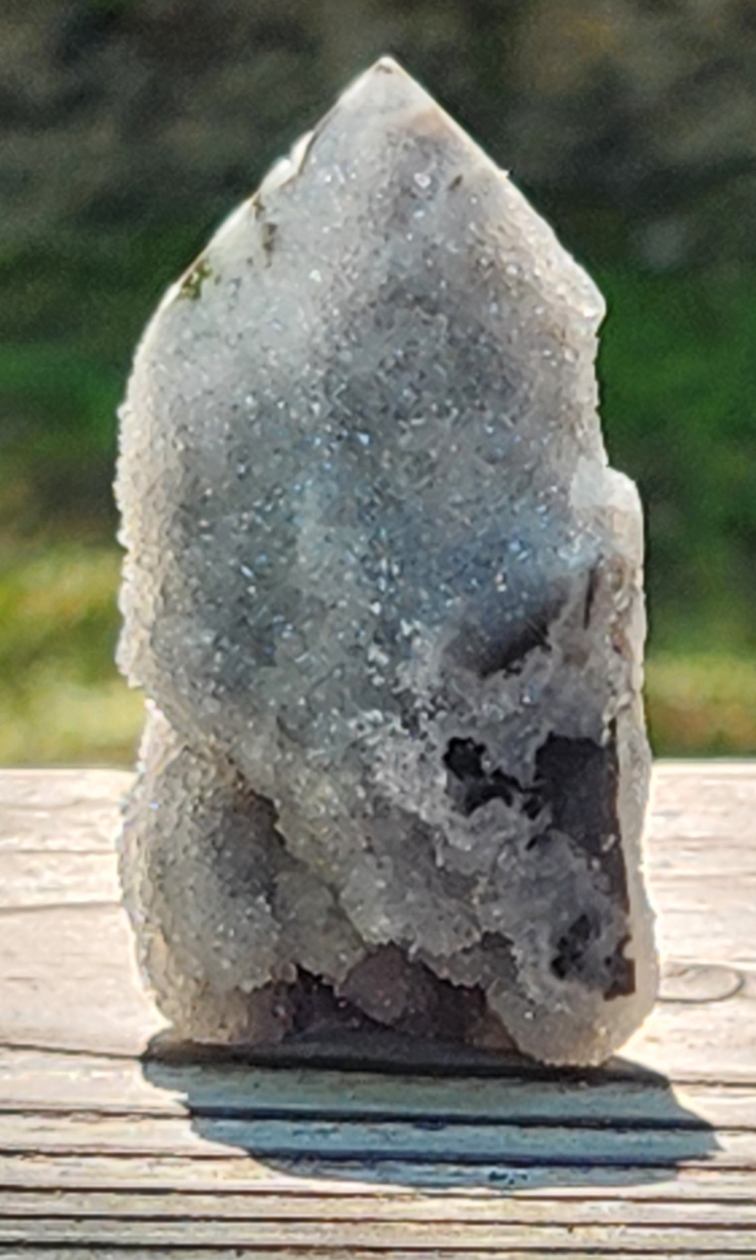 Black sphalerite druzy tower obelisk with natural crystal sparkle