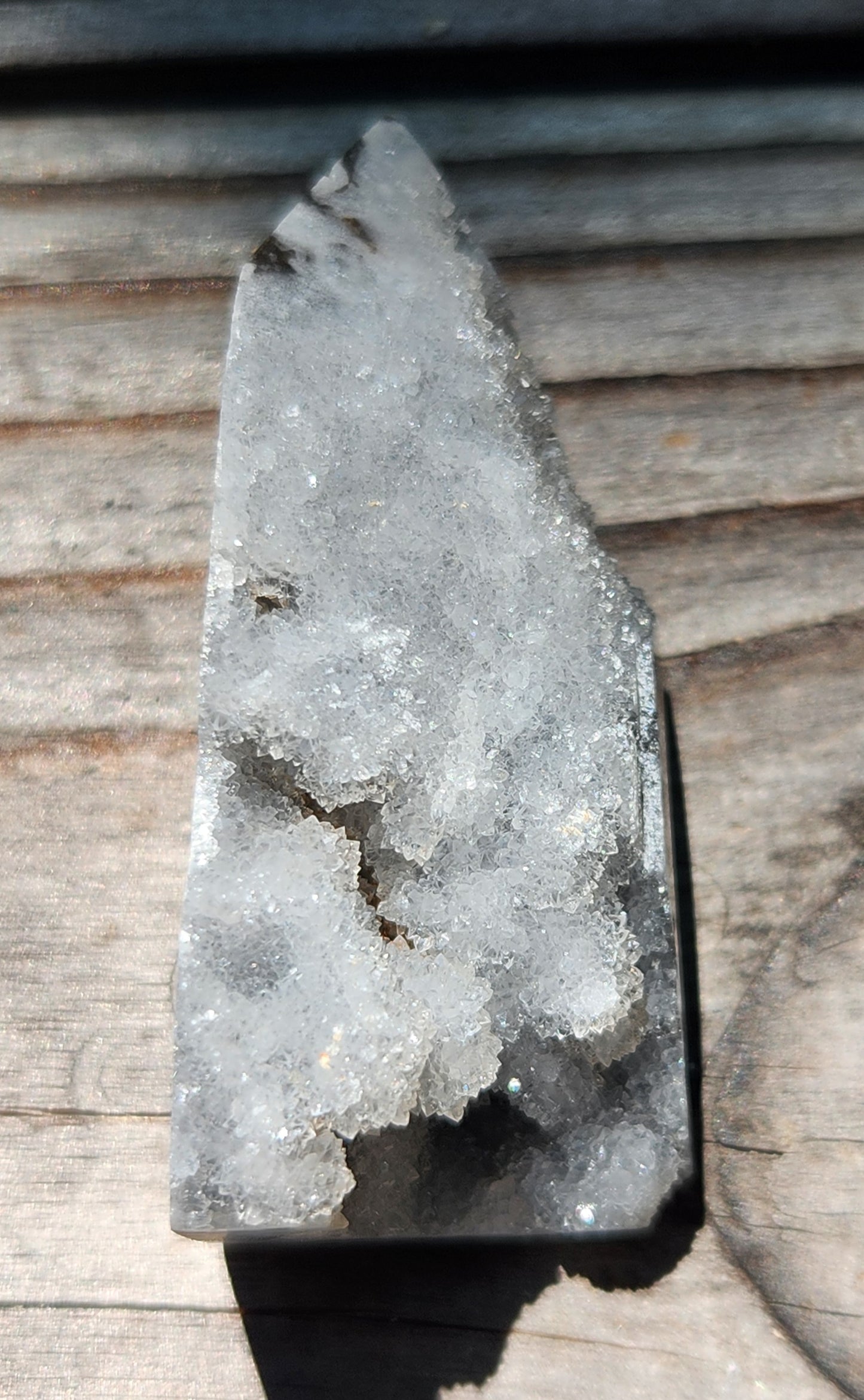 Black sphalerite druzy tower obelisk with natural crystal sparkle