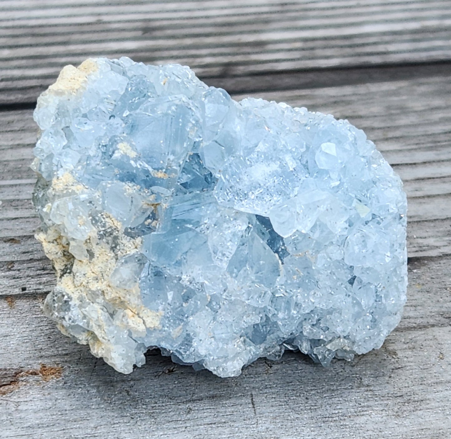 Raw Celestite crystal cluster, collector-grade mineral display specimen, item RC431