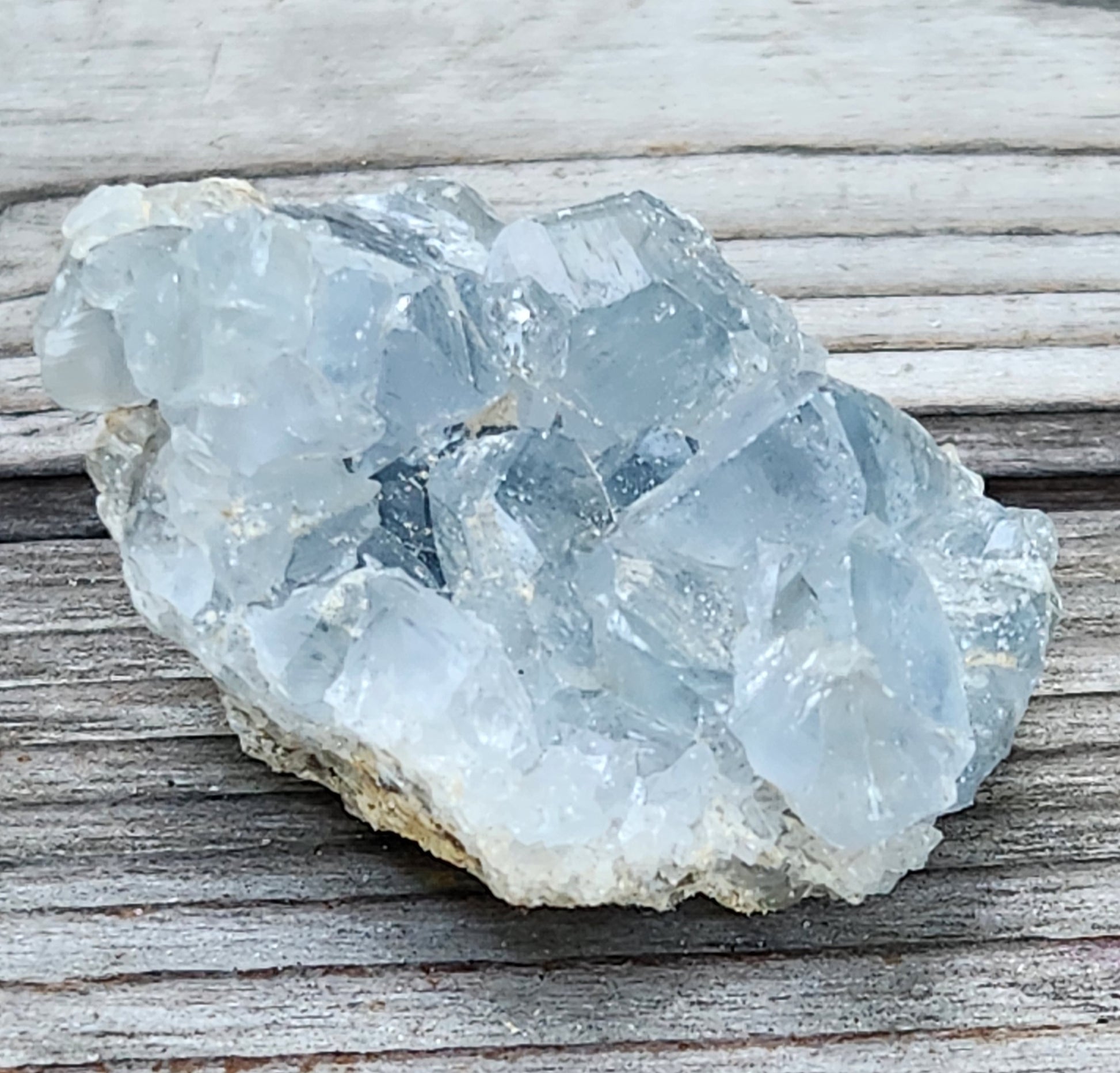 Natural sky-blue Celestite (Celestine) crystal cluster strontium sulfate specimen, item RC432