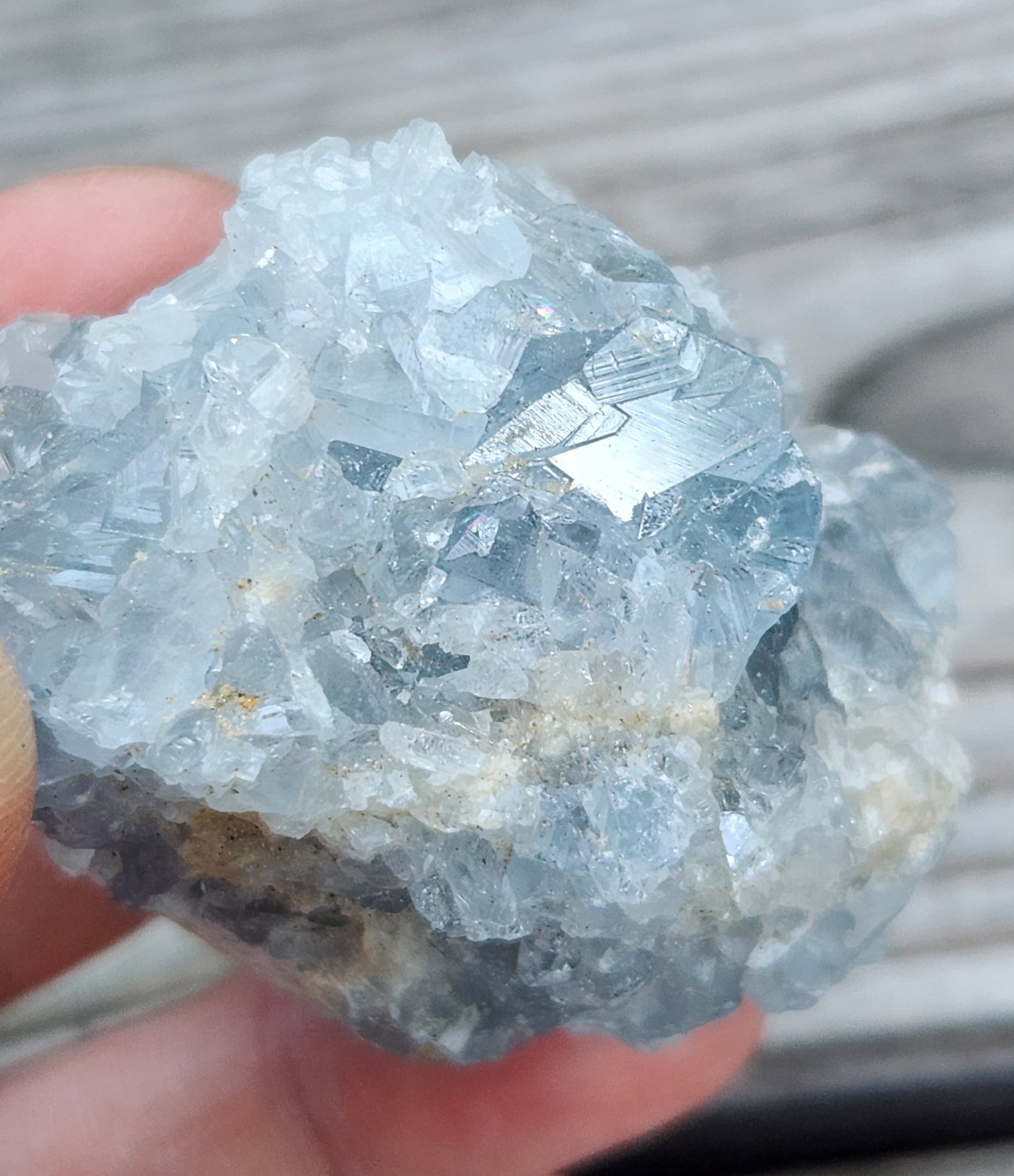Natural sky-blue Celestite (Celestine) crystal cluster strontium sulfate specimen, item RC434