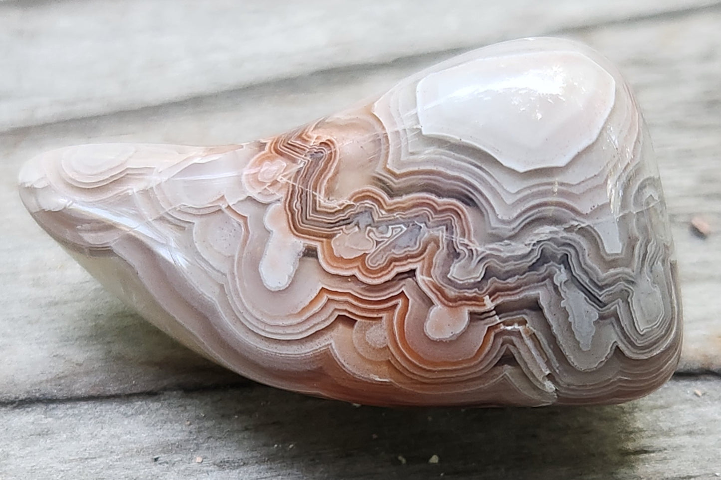 Polished Mexican Crazy Lace Agate featuring warm orange accents, TA356