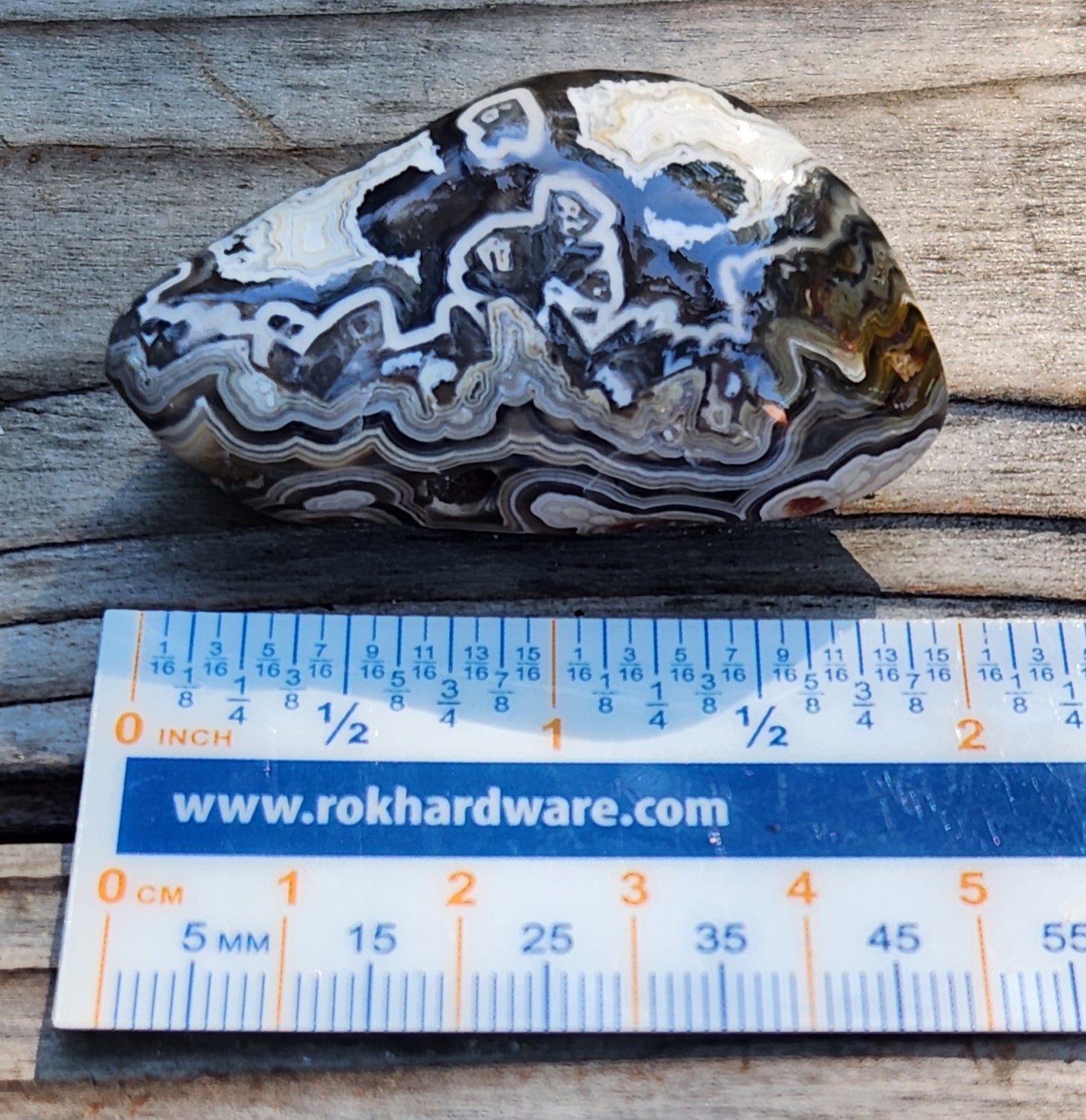 Mexican Crazy Lace Agate with ruler for reference, TA360