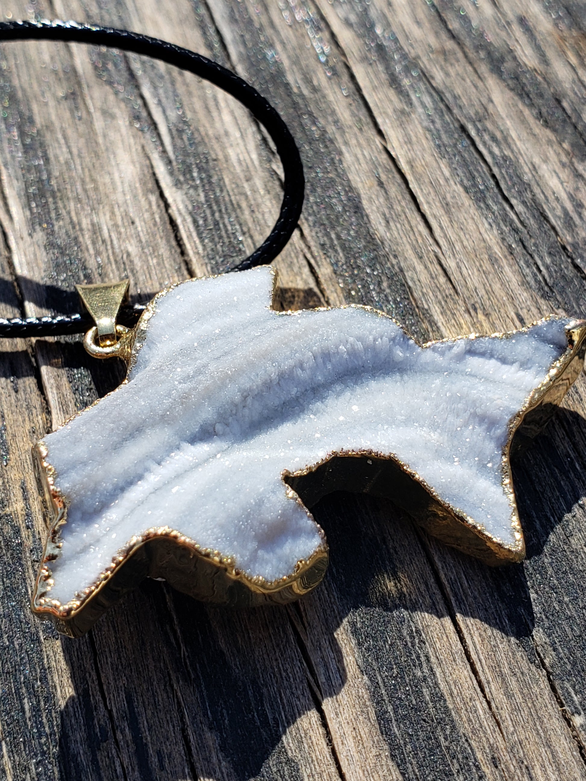 druzy dolphin necklace close up