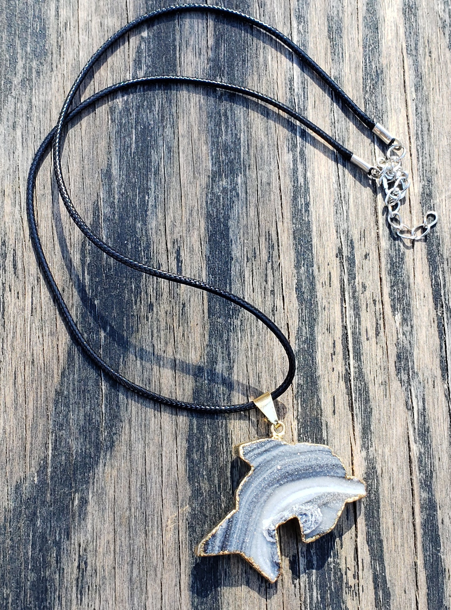 druzy dolphin necklace with cord