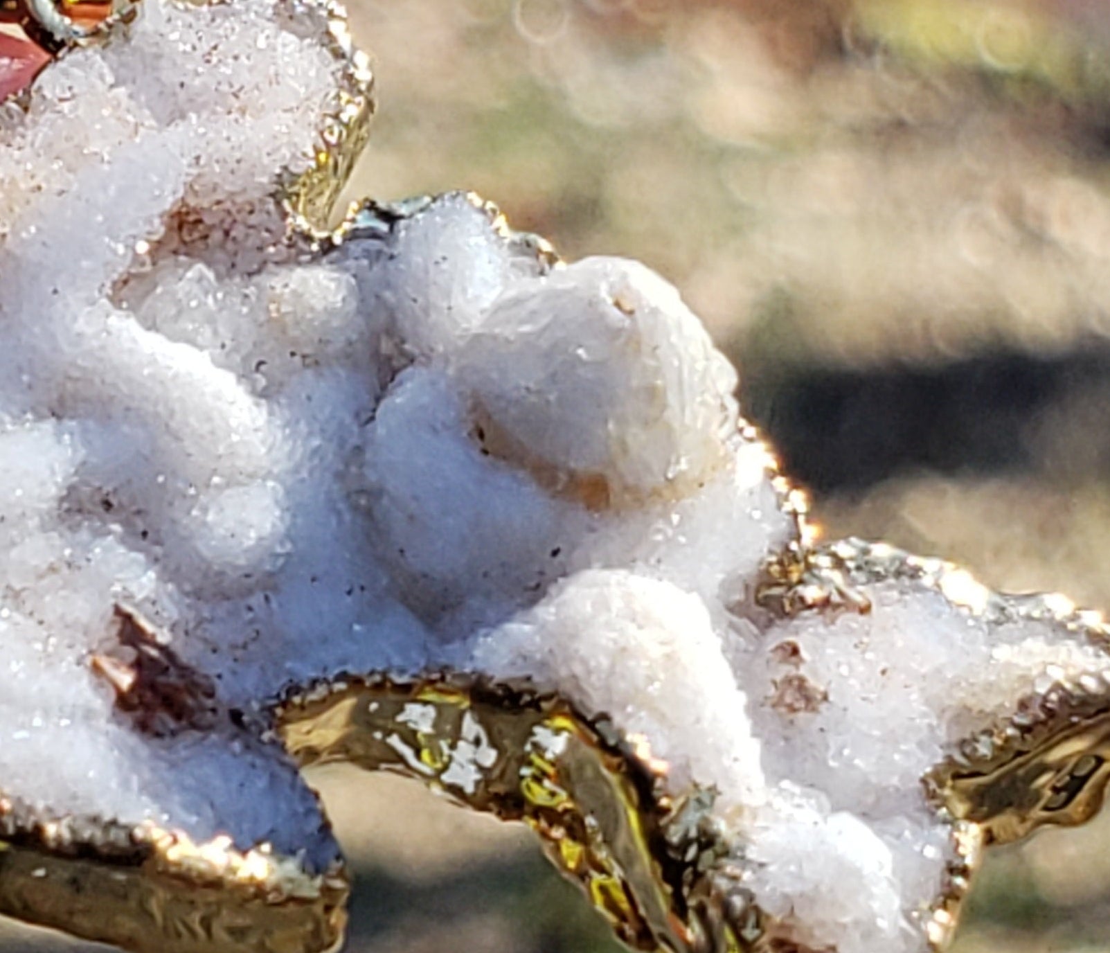 Druzy dolphin necklace hump on back close up