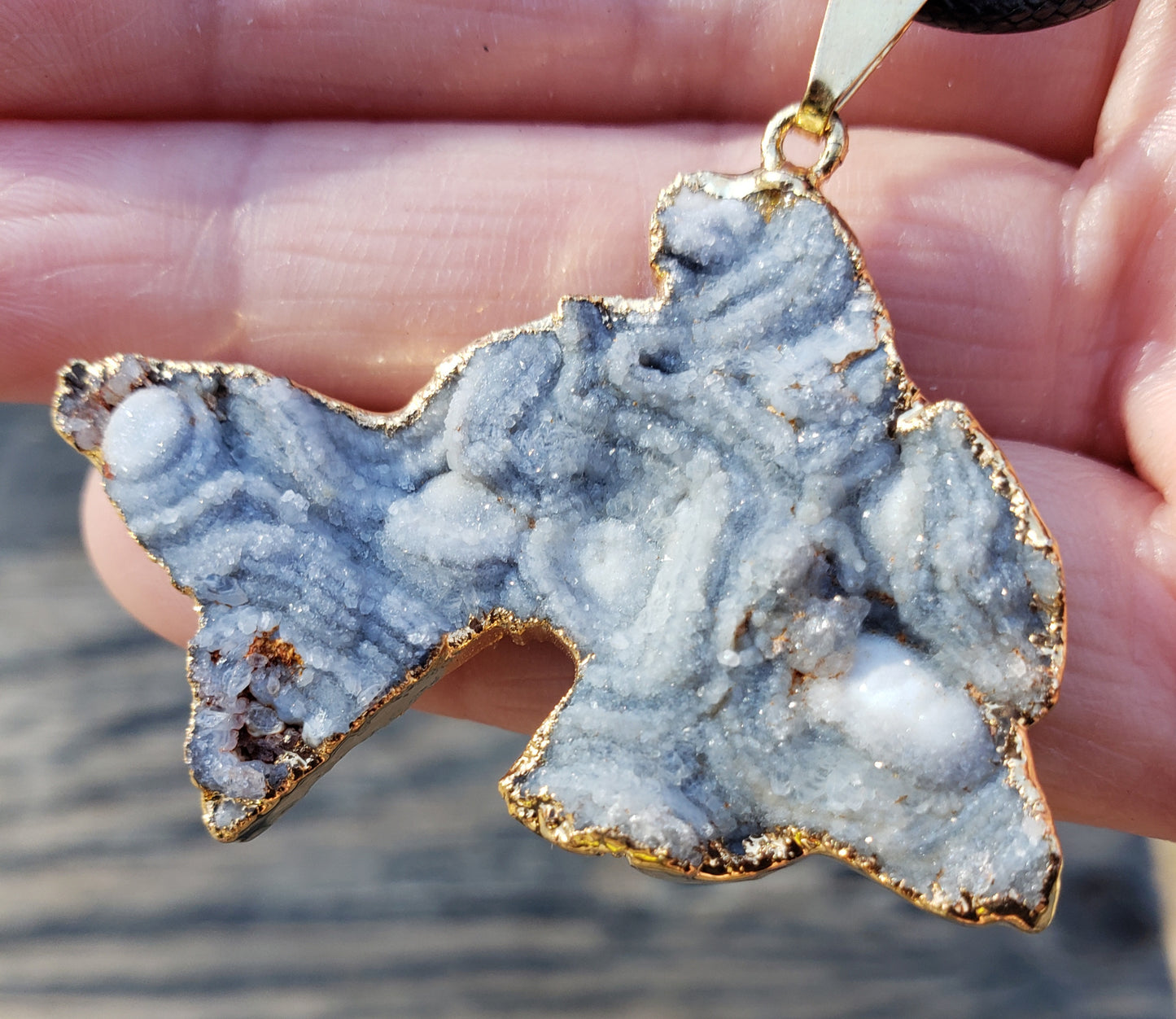 Druzy dolphin necklace with natural crystal sparkle