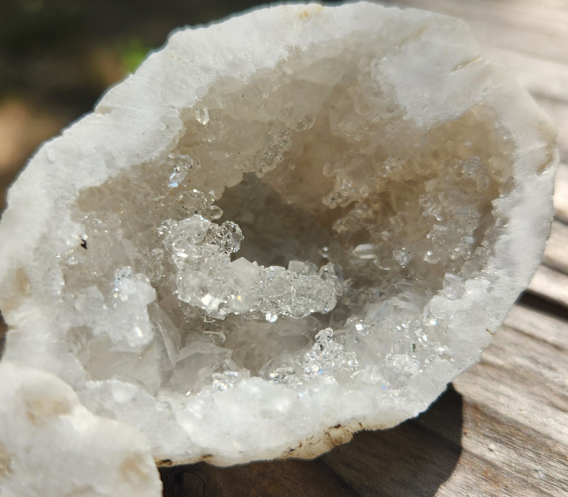 Natural geode specimens shown as a matching set close up