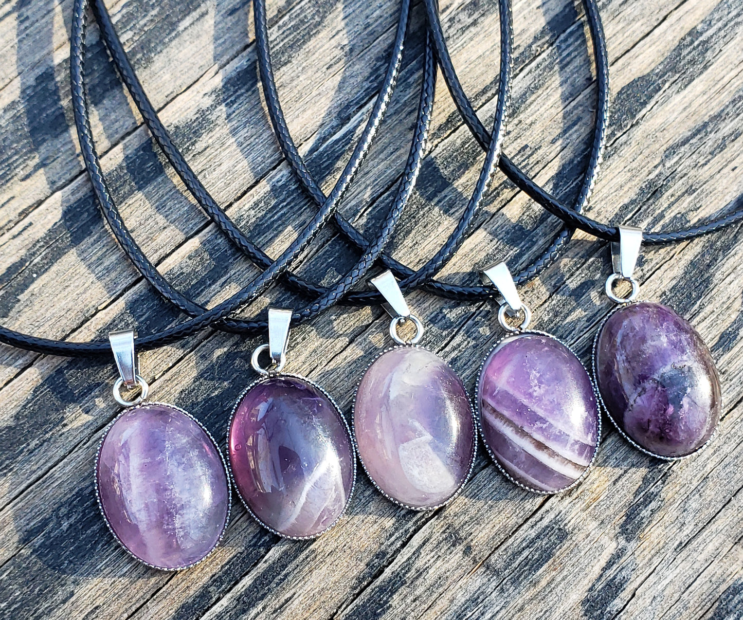 Handmade amethyst necklace variations