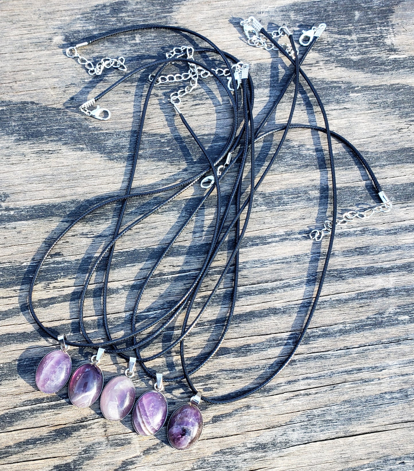 Handmade amethyst necklace on cord