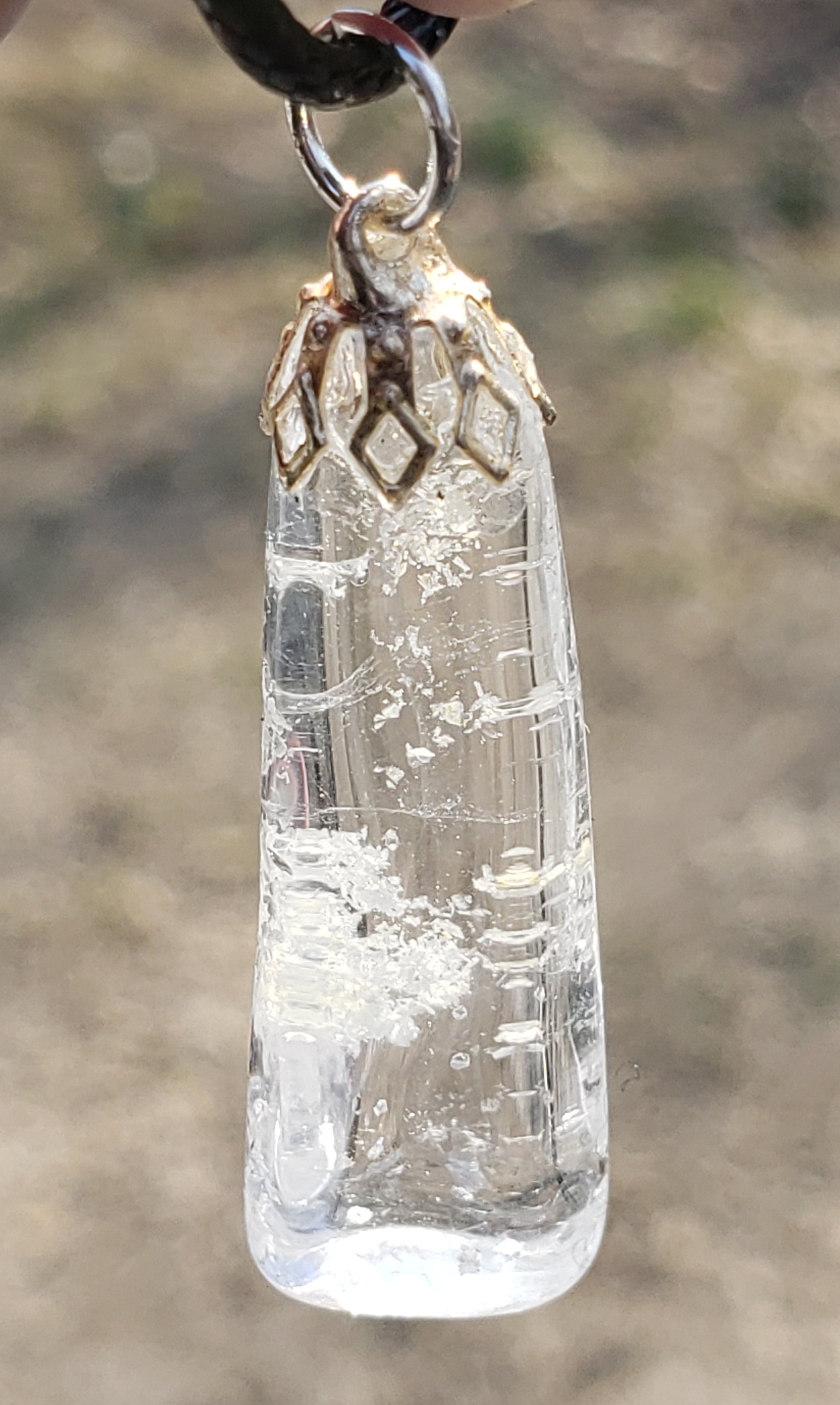 Handmade clear quartz tumbled point necklace