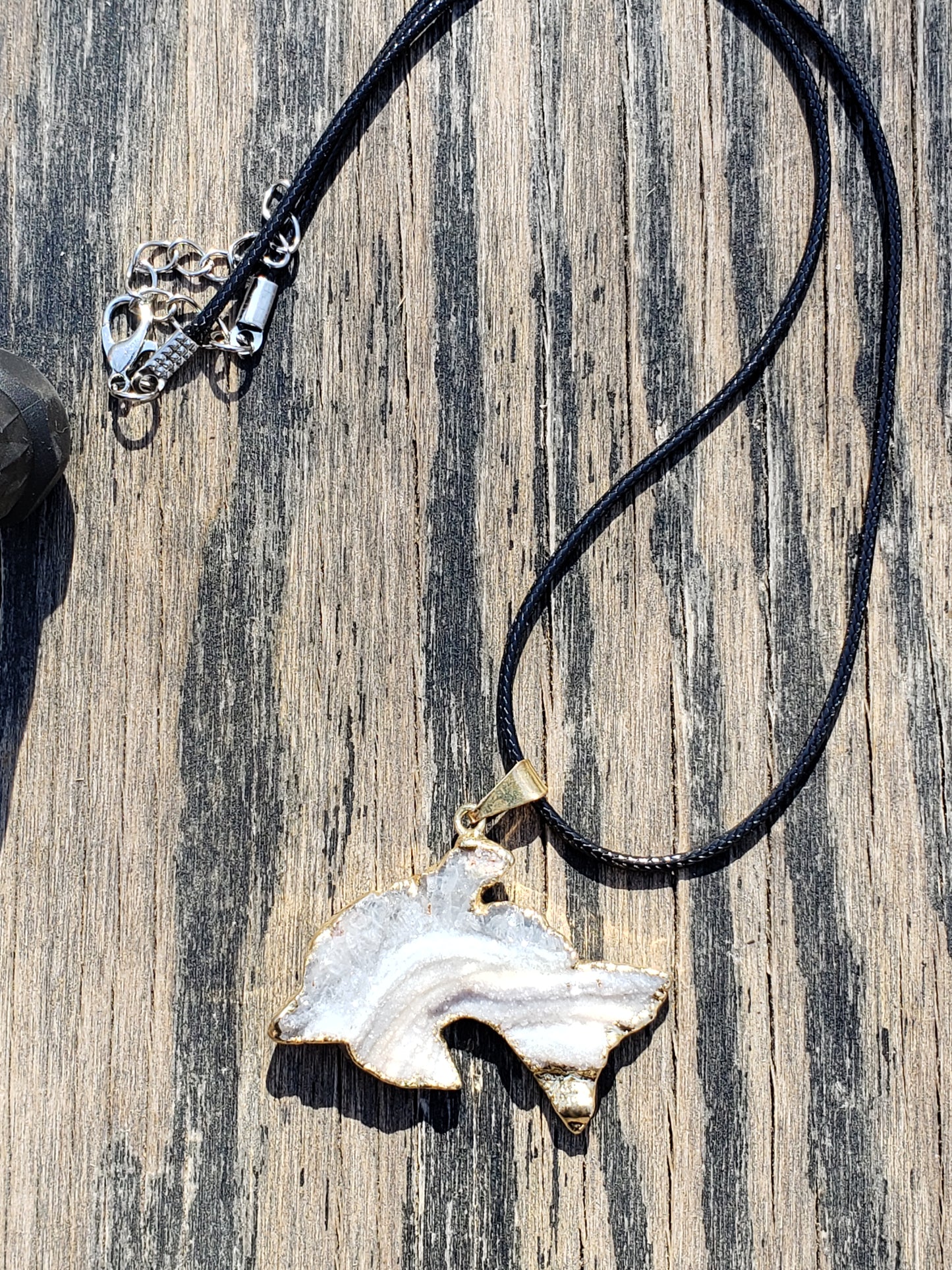 Druzy dolphin necklace with natural crystal sparkle on cord