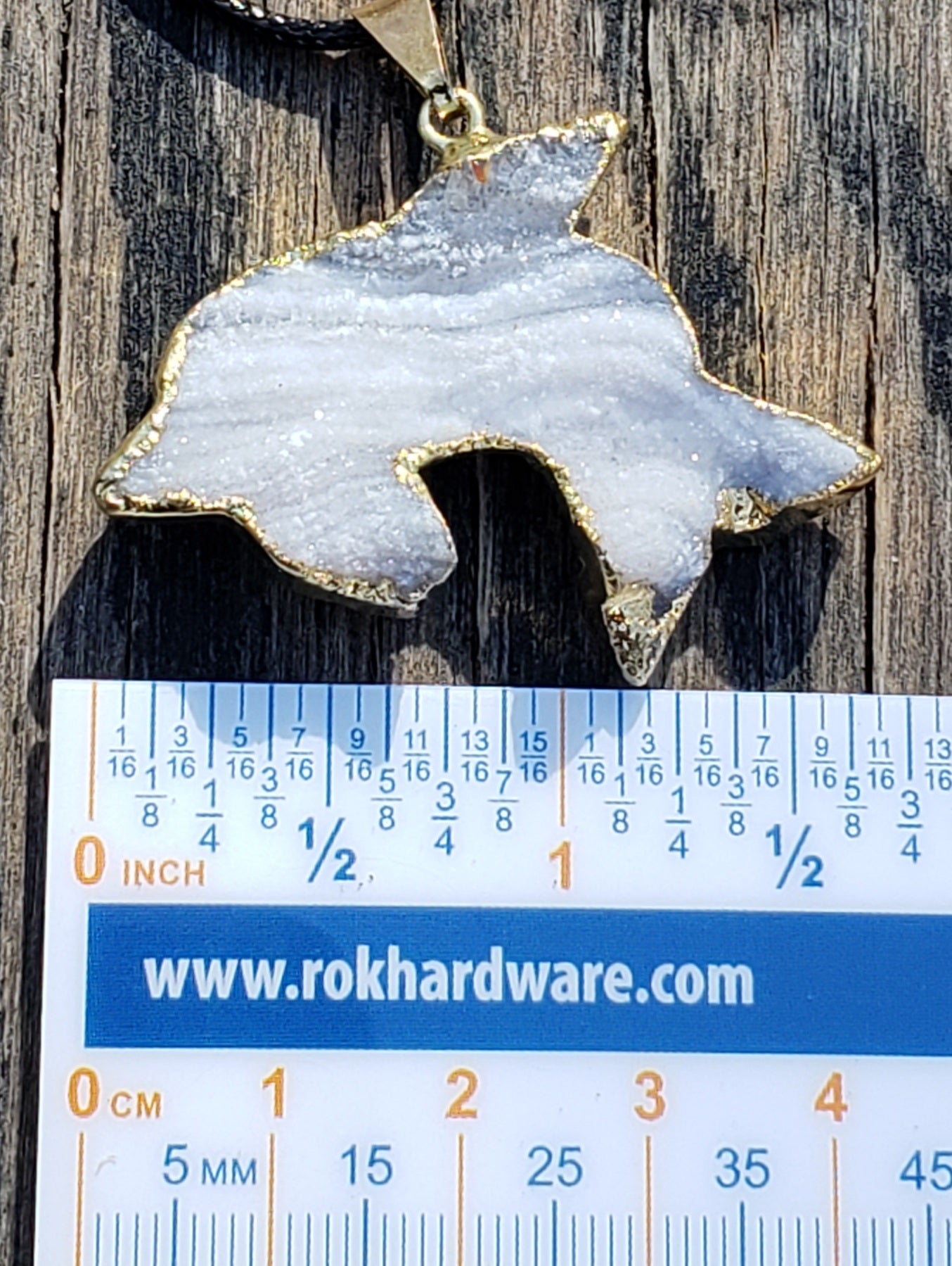 Druzy dolphin necklace with ruler