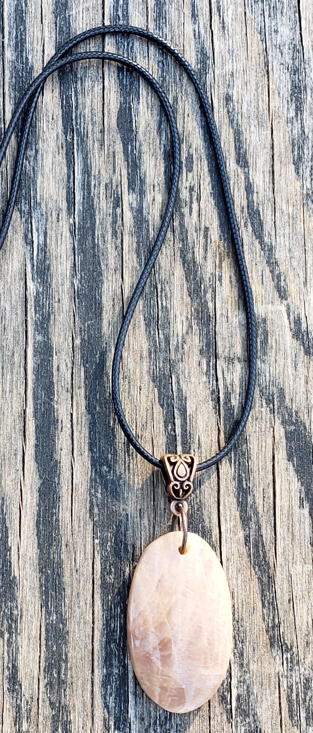 Handmade peach moonstone necklace