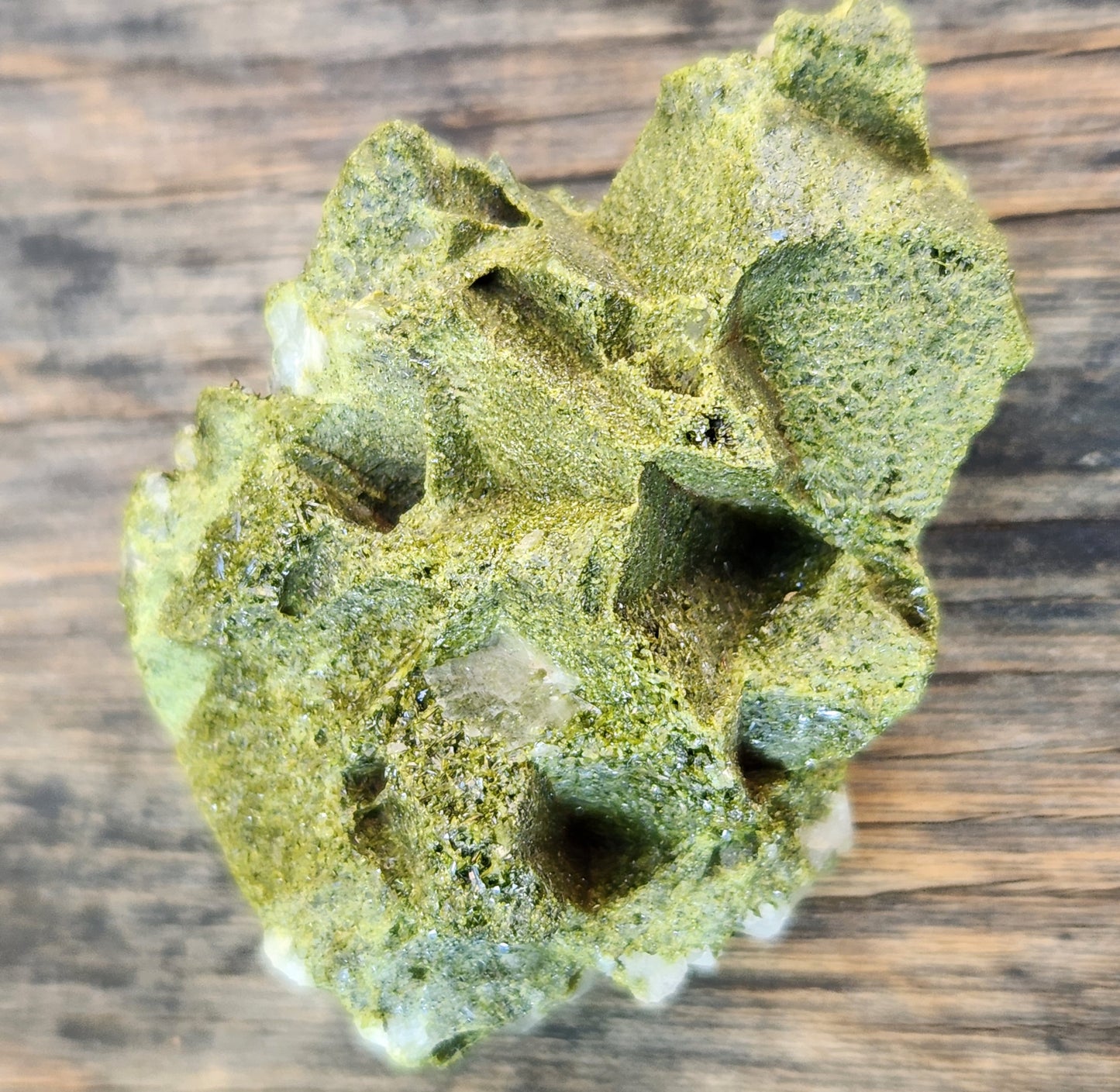 Back of green epidote crystals and clear quartz on natural matrix from Hakkari Turkey SP452