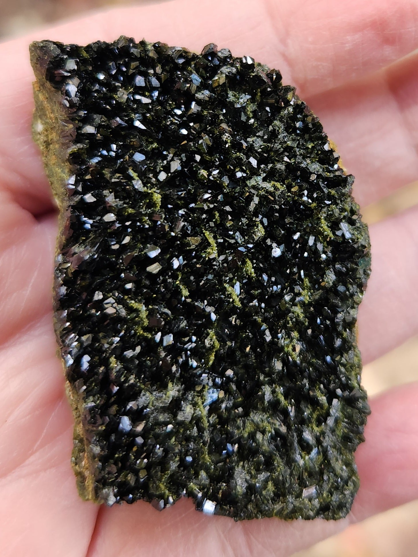 High grade Forest Epidote with clear quartz crystal cluster specimen from Hakkari Turkey. SP463-01