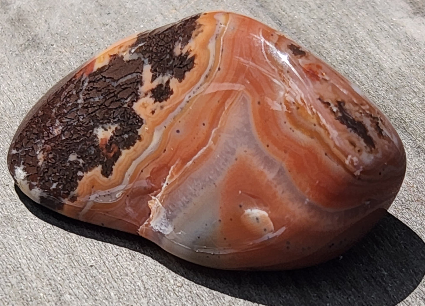 In-house tumbled Mexican agate with layered fortification TA277