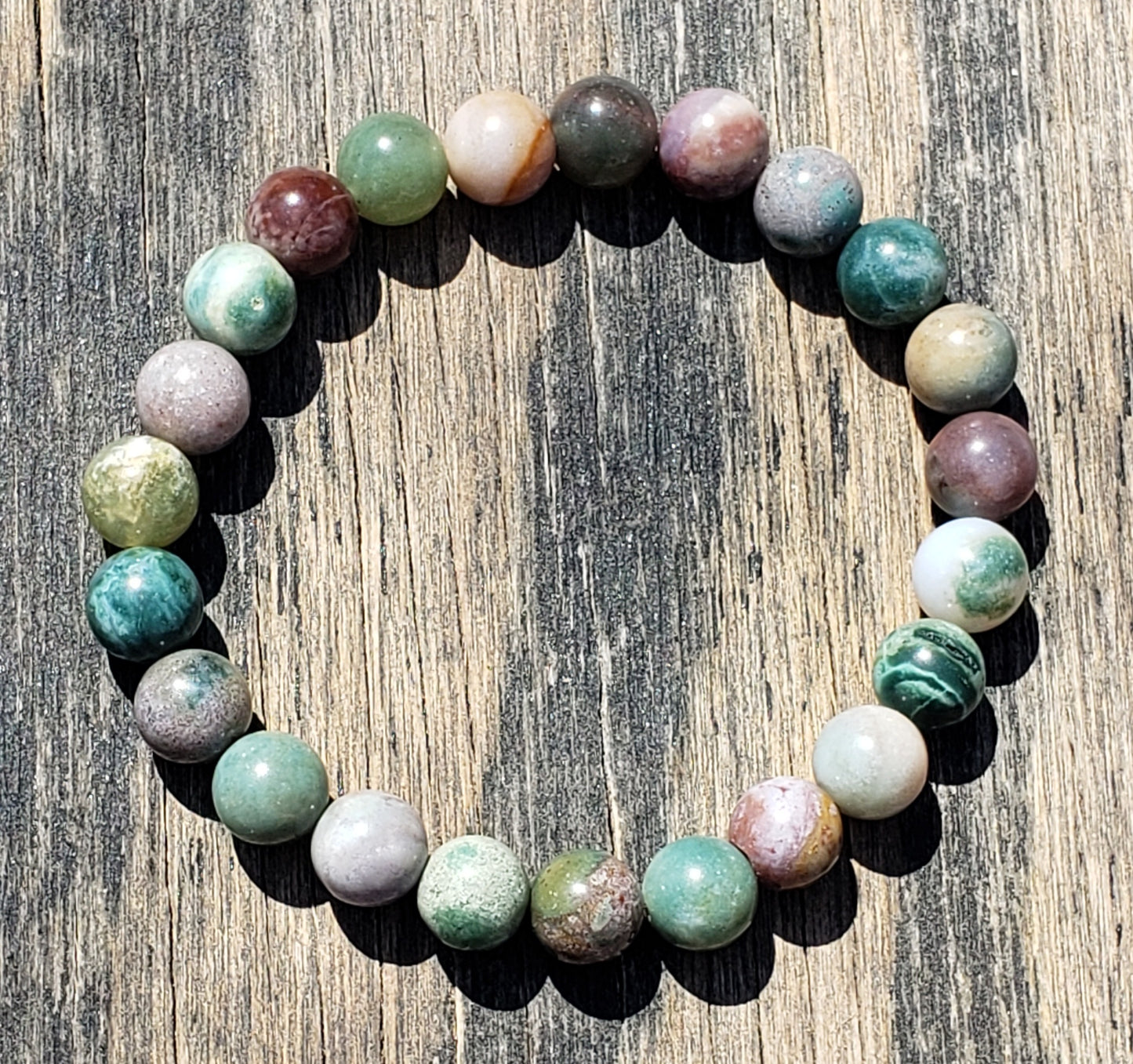 Indian Agate stretch bracelet with natural gemstone beads
