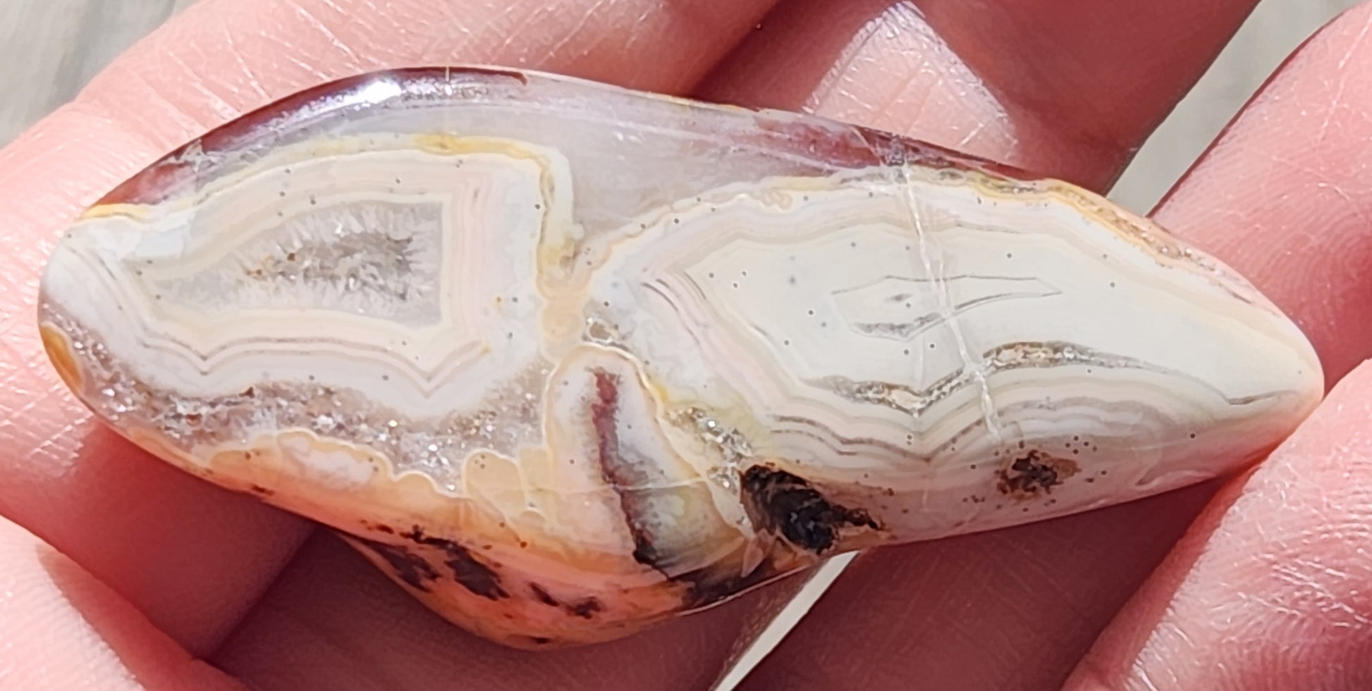 Close view of layered cream and amber fortification TA274