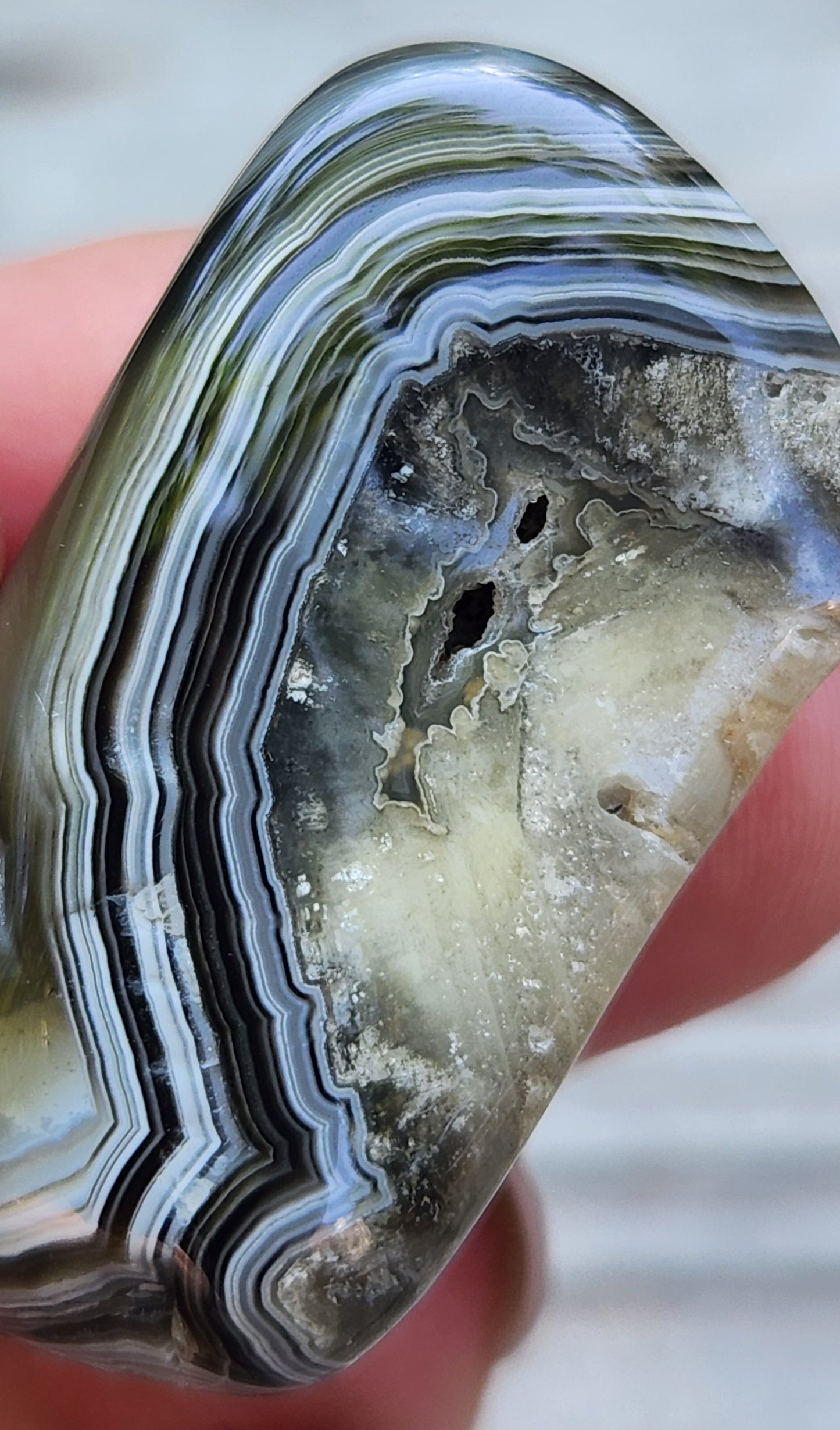 Mexican Crazy Lace Agate with bold black and white fortification banding, TA365