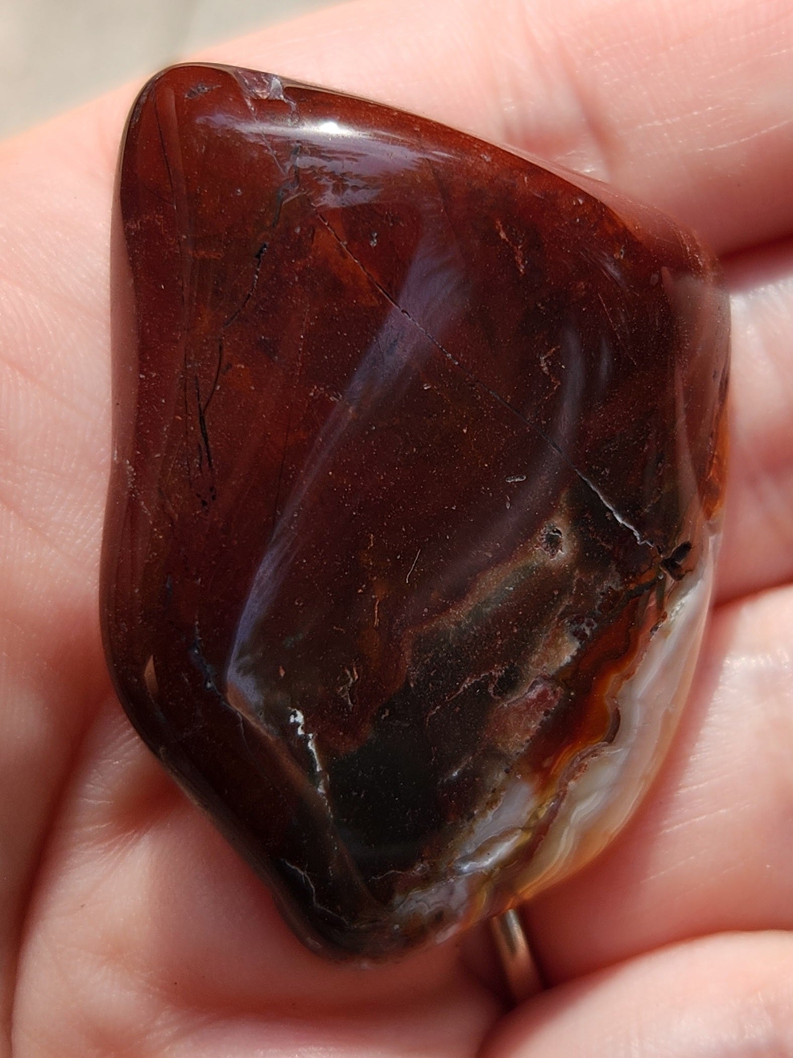 In-house tumbled Mexican Crazy Lace Agate with deep iron-red zoning, TA369