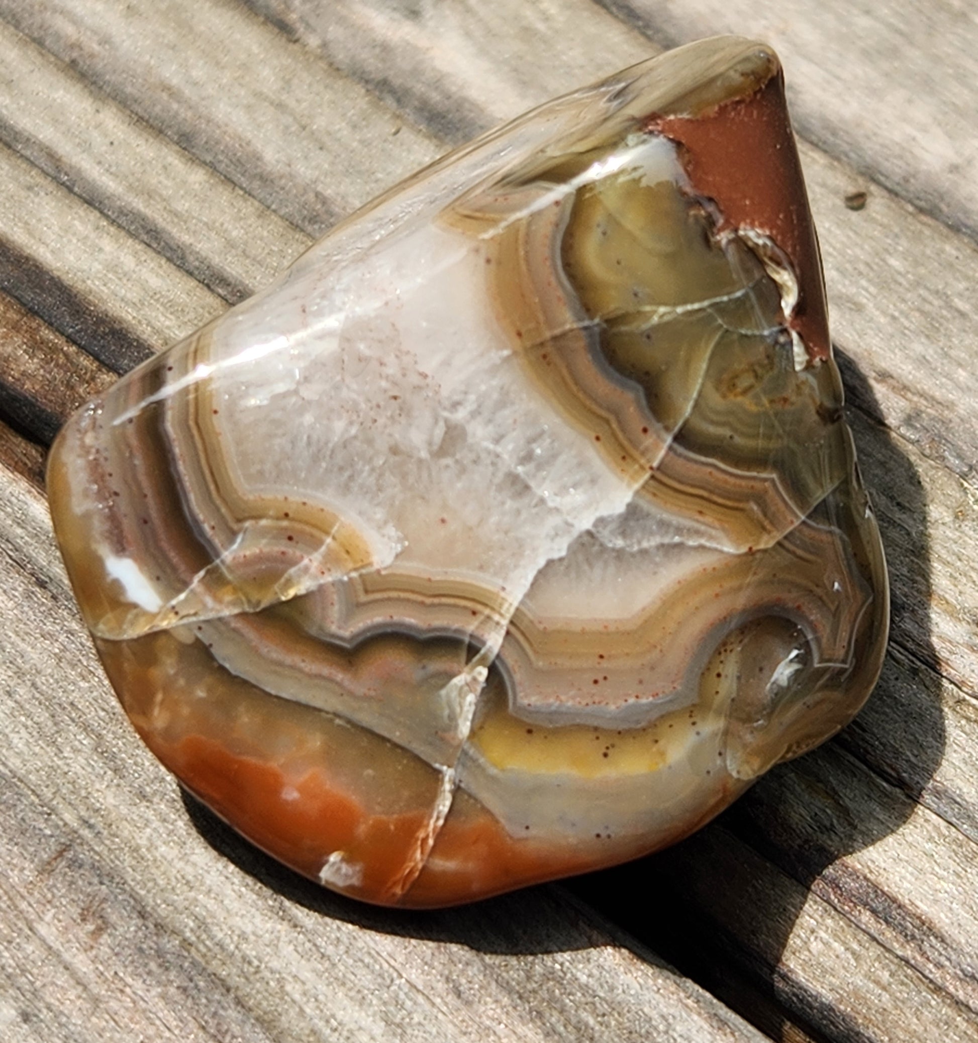 In-house tumbled Mexican agate with multi-tone pattern TA273