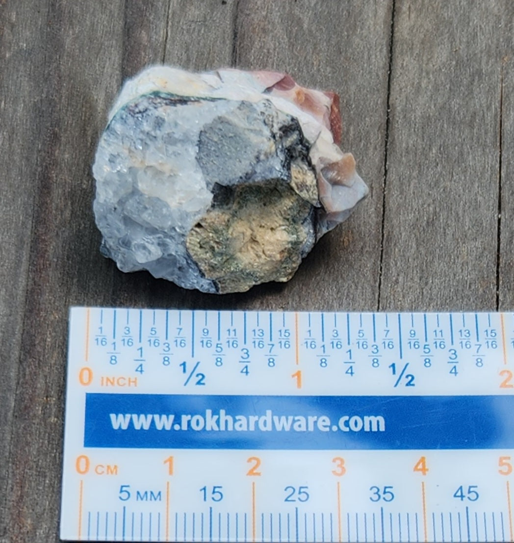 Ocean Jasper druzy showing micro-crystals ruler