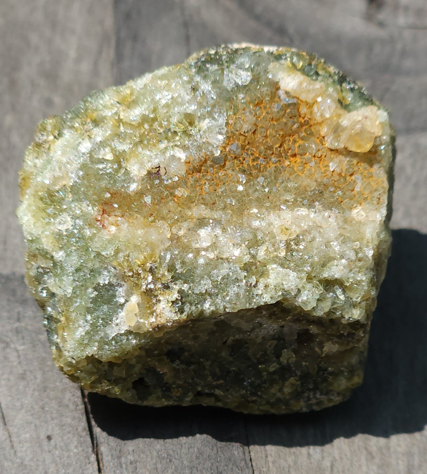 Close-up of small ocean jasper druzy showing micro-crystals