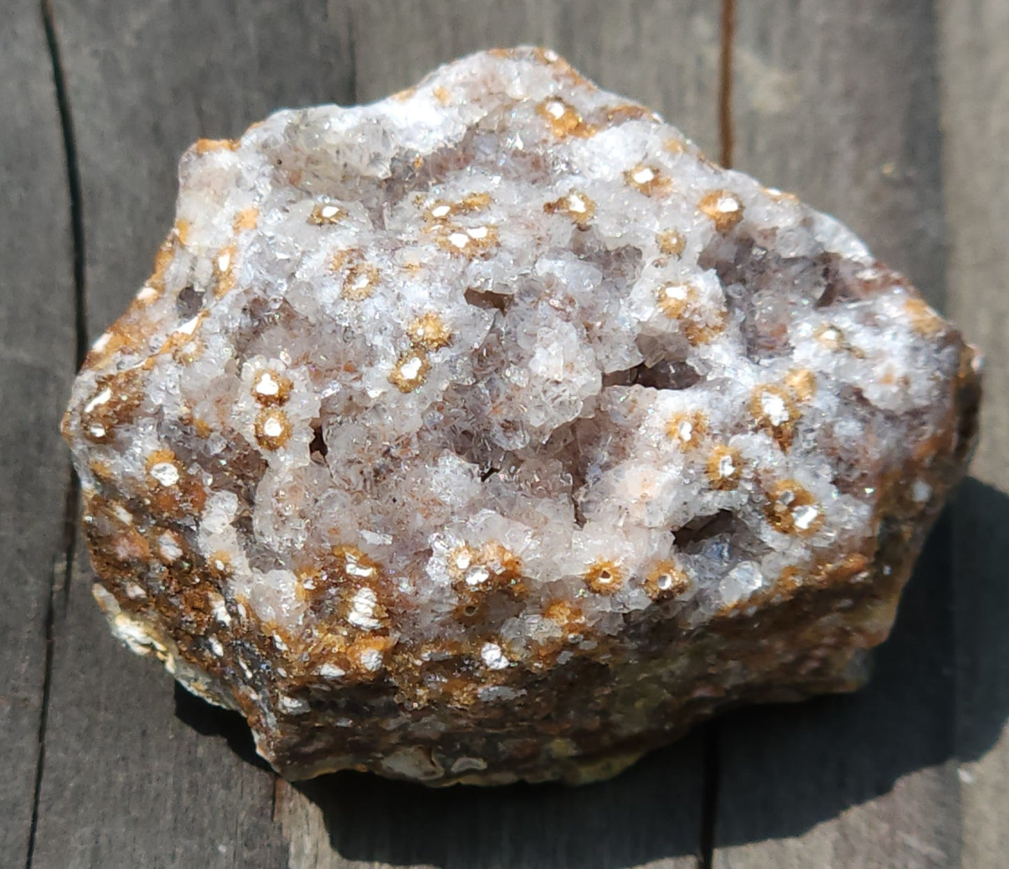 Small ocean jasper druzy rough crystal with natural sparkle close 