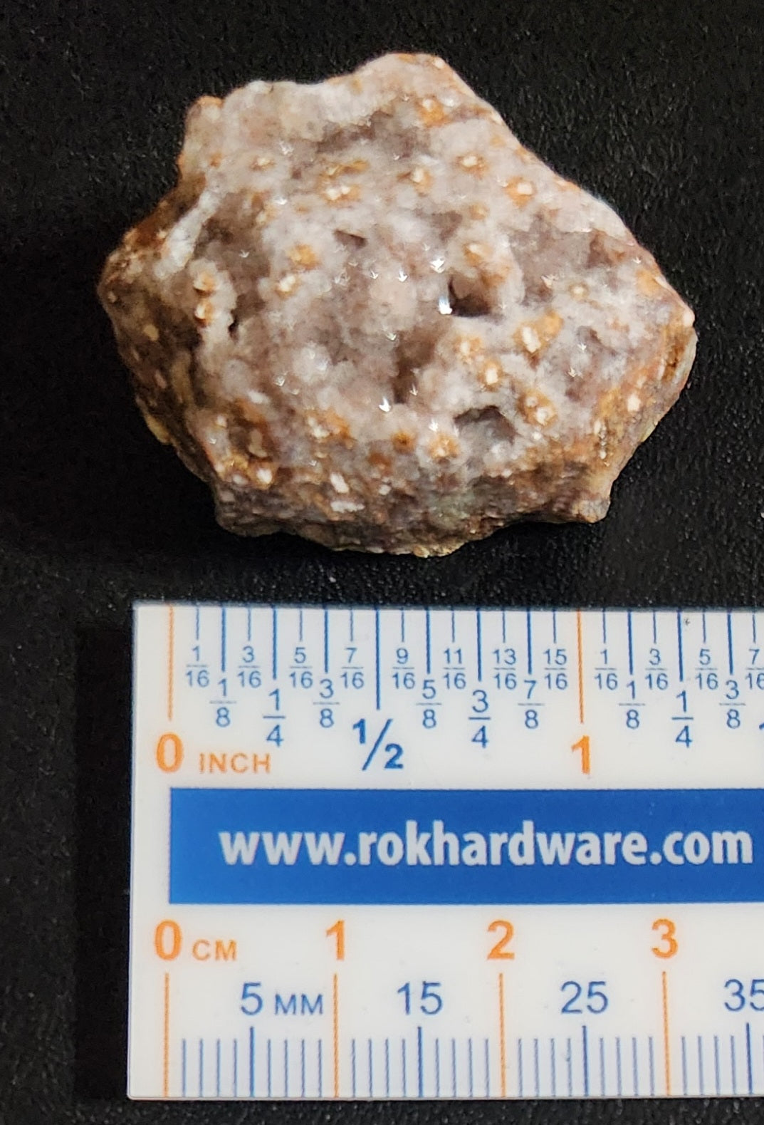 Small ocean jasper druzy rough crystal with natural sparkle ruler