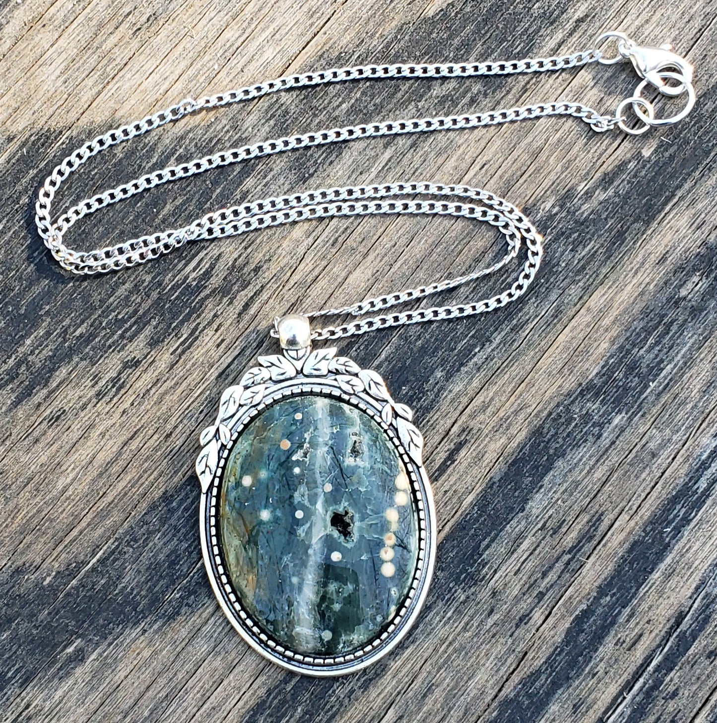 Ocean jasper orbicular jasper necklace with chain