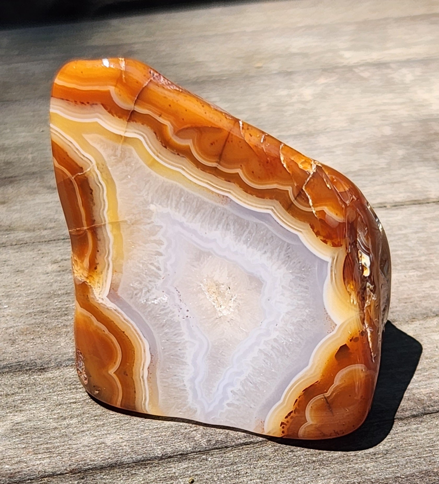Mexican Fortification Agate with bold orange outer band TA327