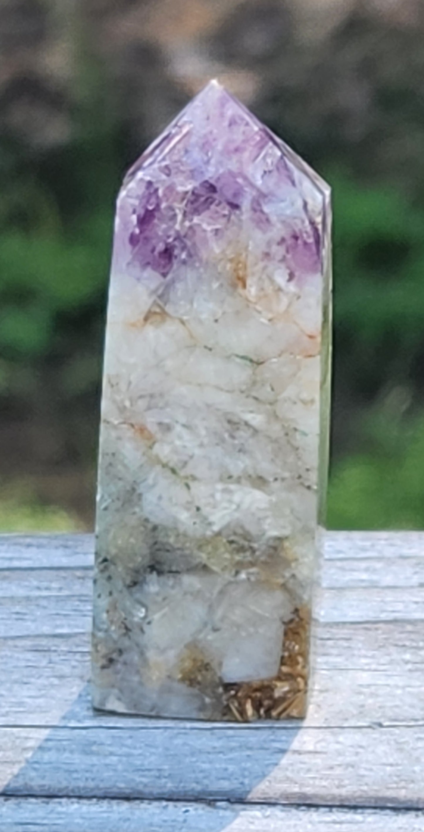 Small lepidolite obelisk specimen with lithium-bearing mica structure, CV316