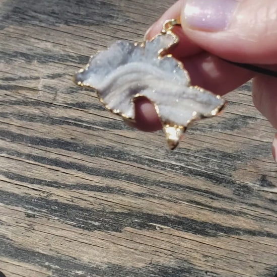 Druzy dolphin necklace with natural crystal sparkle video