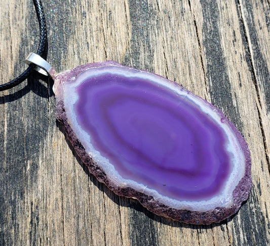 Purple agate slice necklace