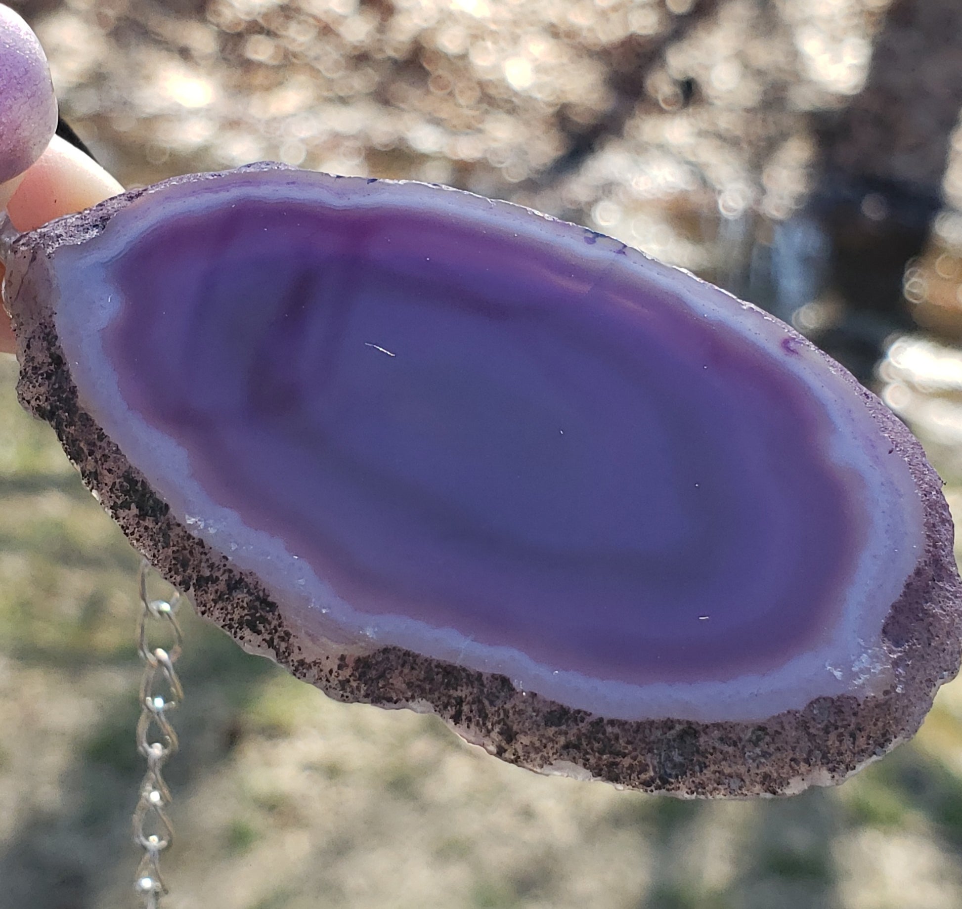 Purple agate slice necklace