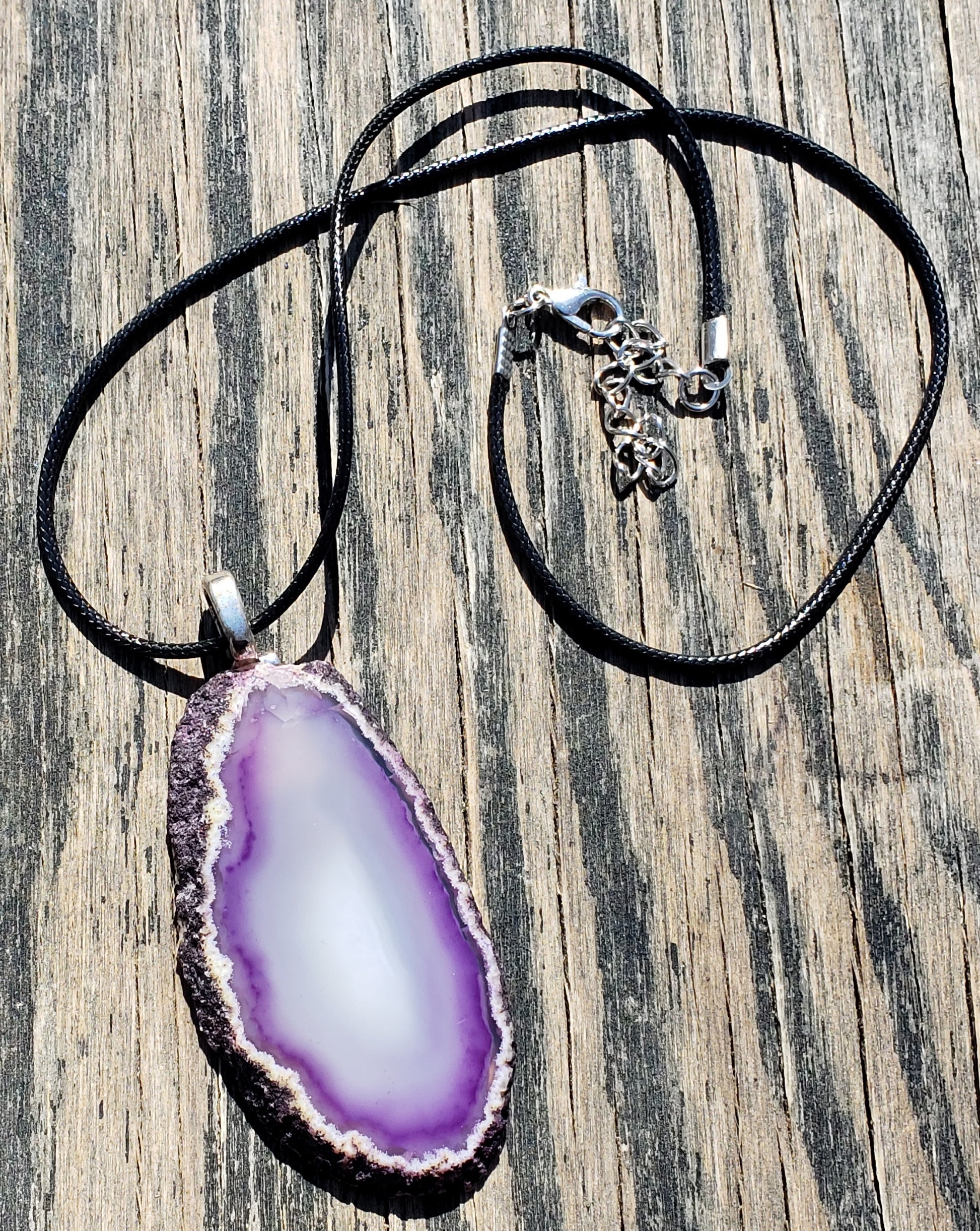 Purple agate slice necklace
