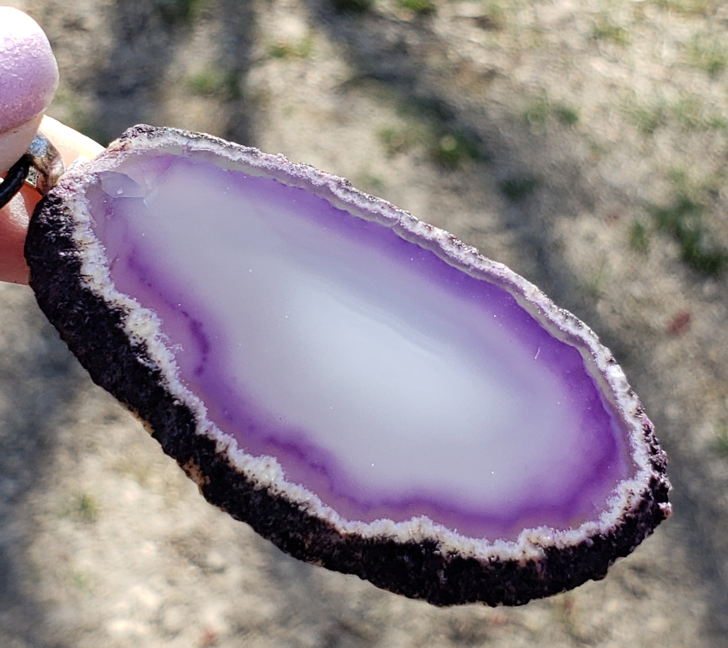 Purple agate slice necklace