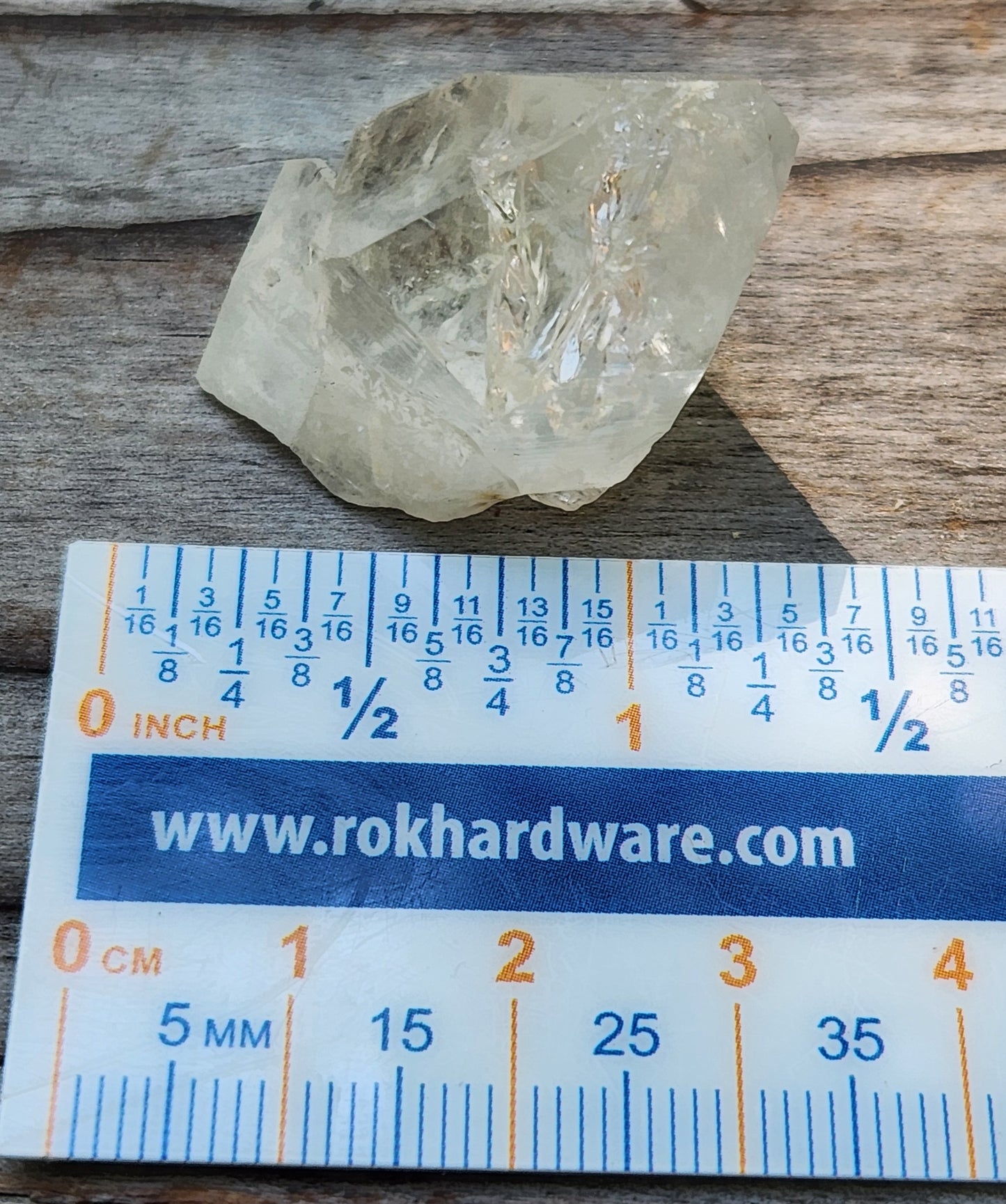 Quartz crystal point necklace with net macrame cord with ruler