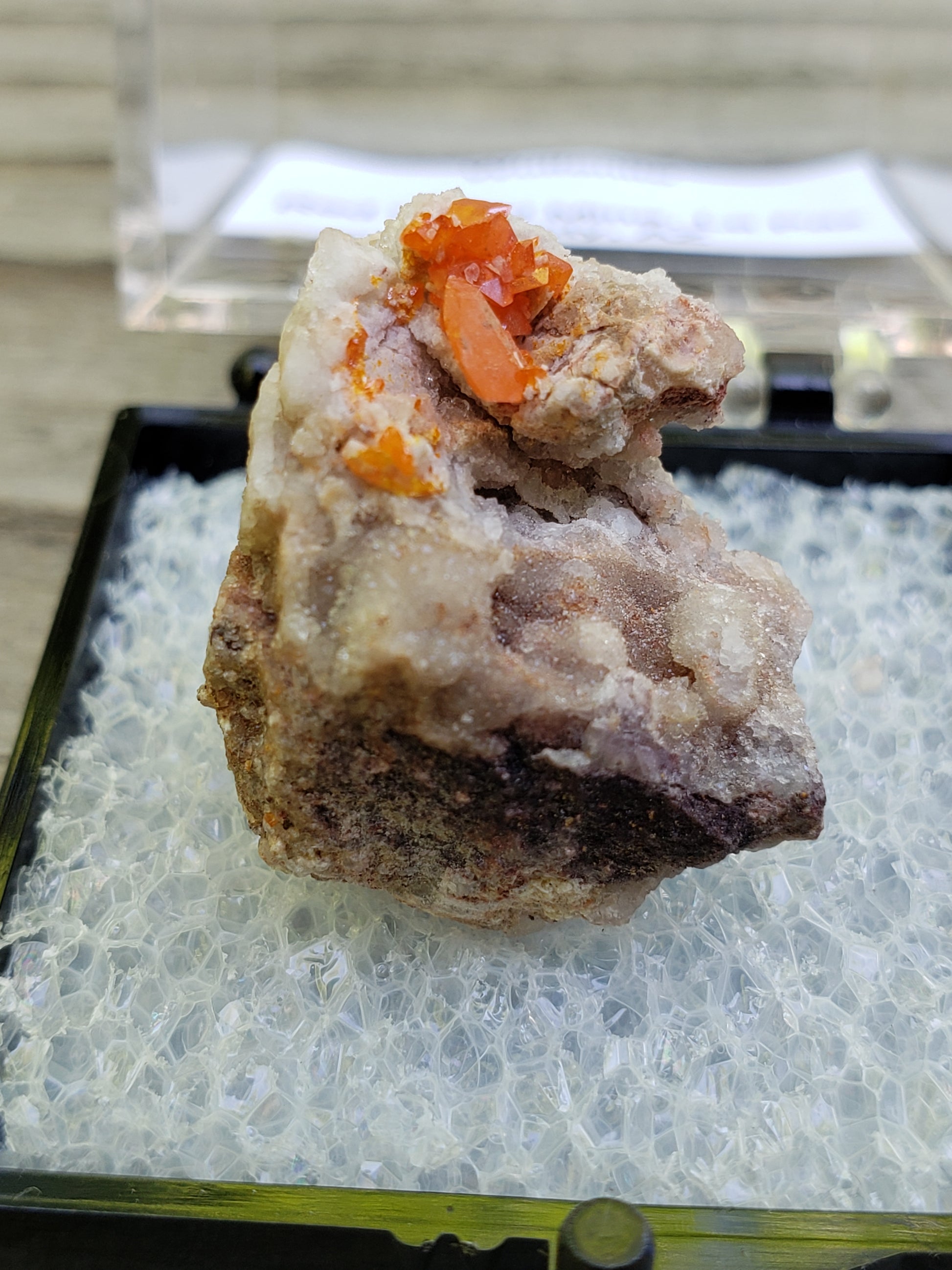 Close-up of Red Cloud Wulfenite on Matrix, Arizona. SP224